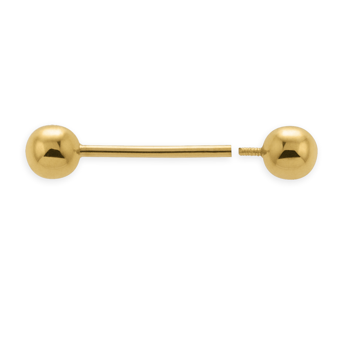 Piercing Langue Or 750 24.7mm Boule creuse 5mm Tige 14mm 1.2mm