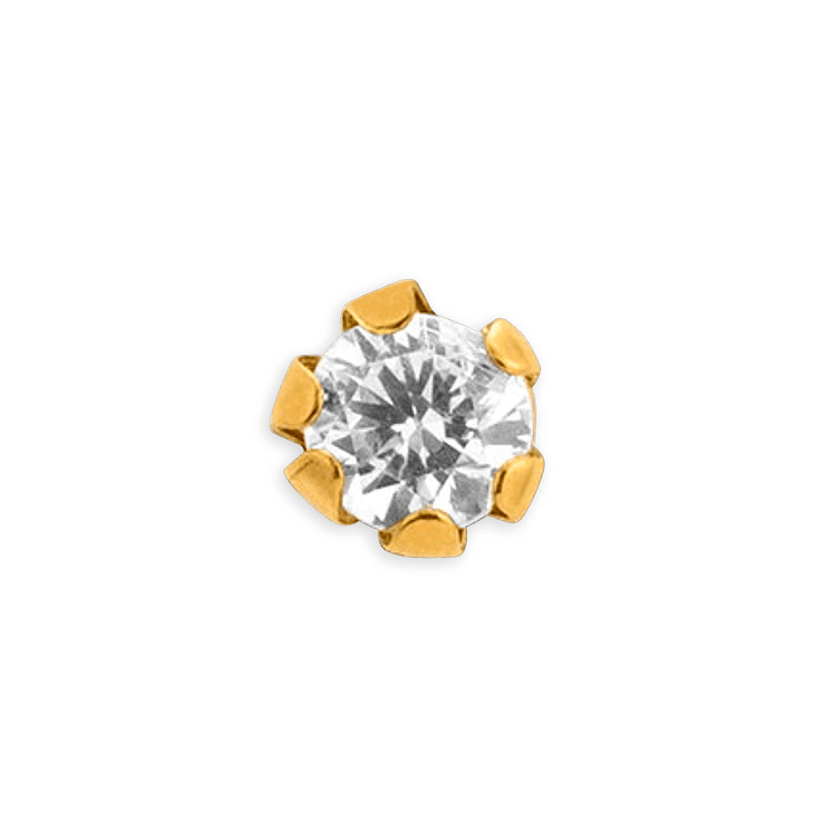 Piercing Labret Or 750 10.6mm Zirconium 2mm Griffes Tige 8mm 0.7mm