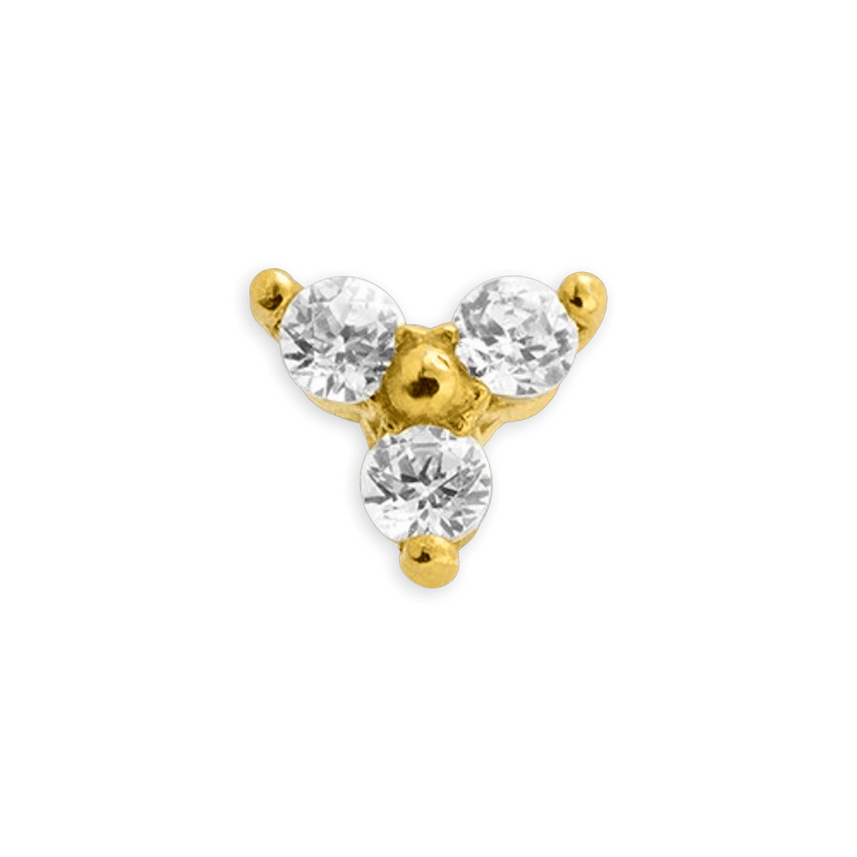 Piercing Labret Or 750 11mm 3 Zirconium 1.2mm Tige 8mm 1.2mm