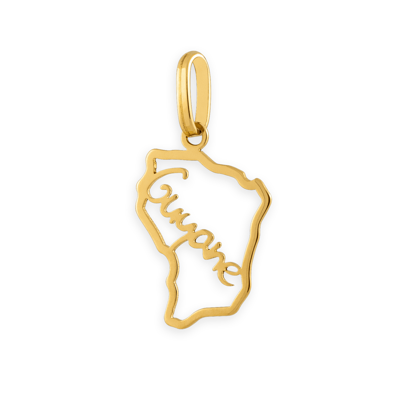 Pendentif Or750 Carte Guyane Ajourée avec bélière