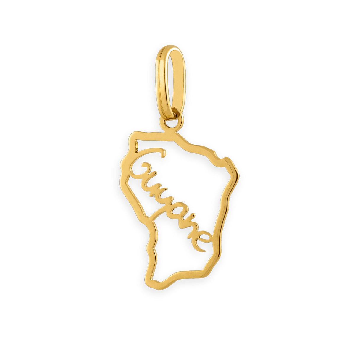 Pendentif Or 750 Carte Guyane Ajourée 10.8*18mm Avec Bélière