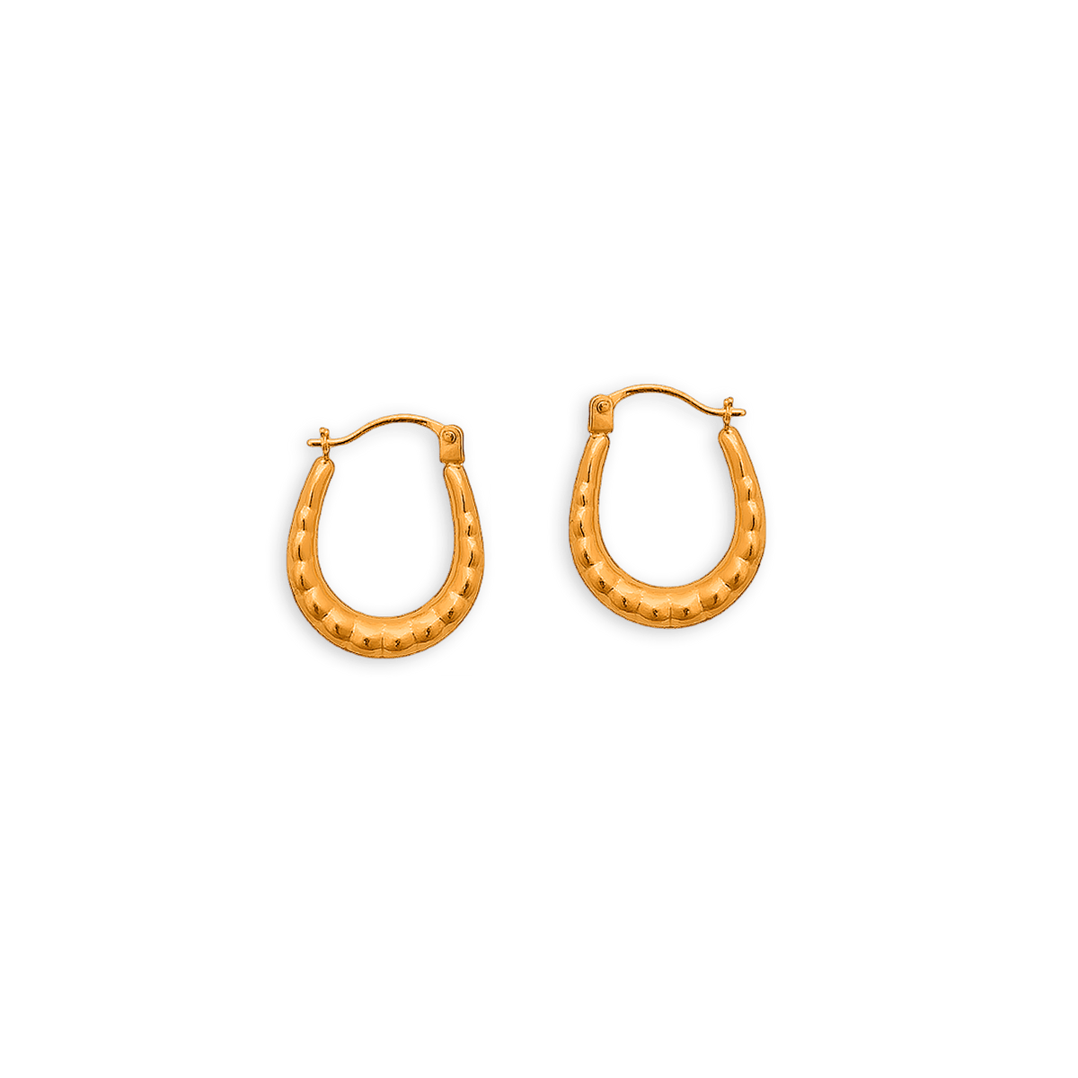 Créoles Or 375 Ovales Fantaisie 14*17mm Tube 3mm