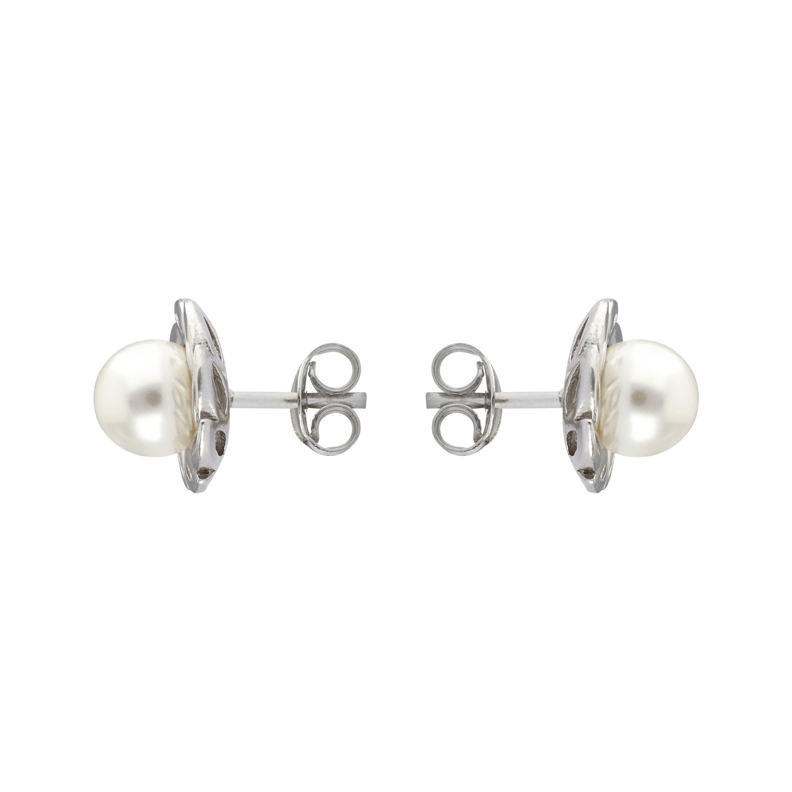 Boucles d'Oreilles Argent puce intérieur Perle blanche
