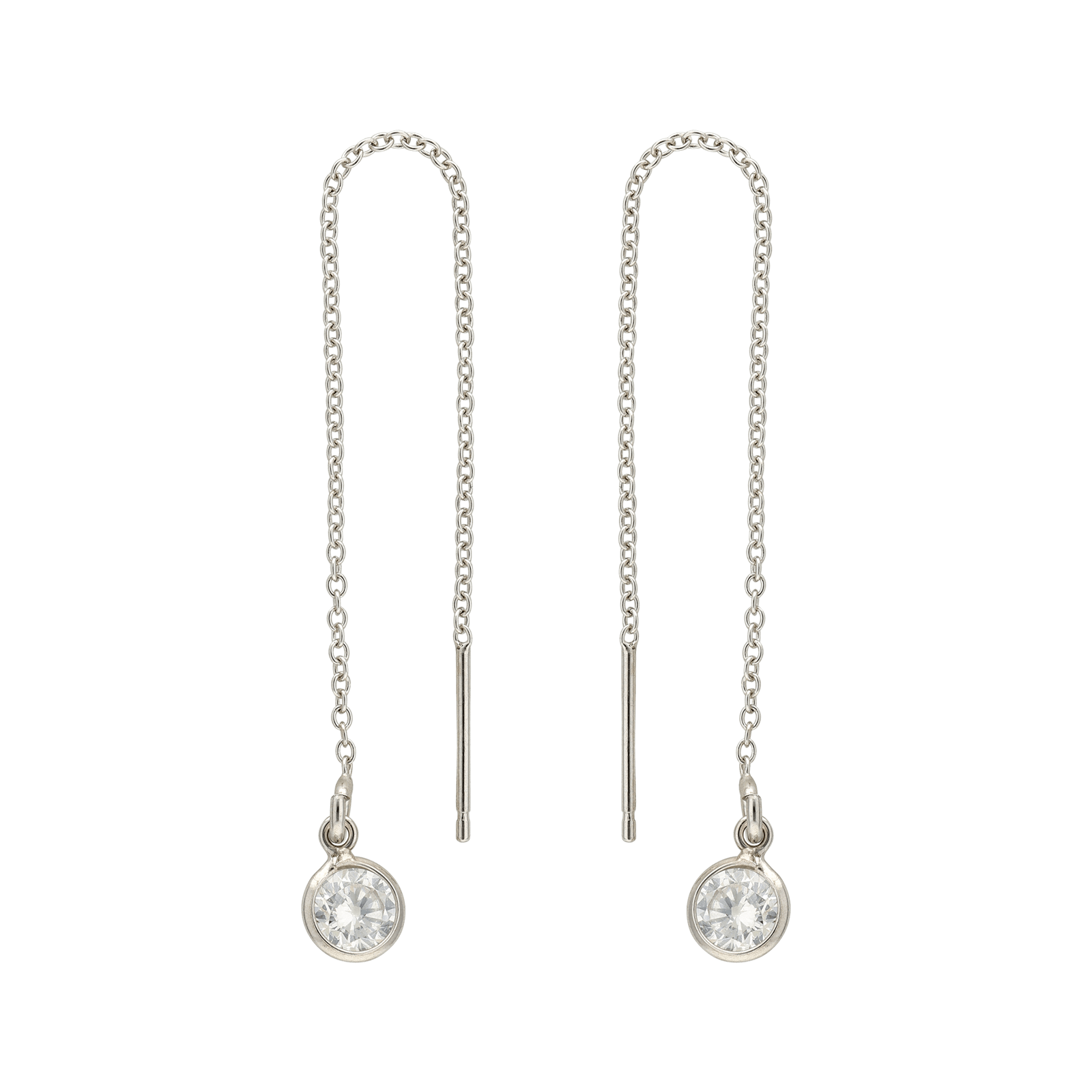 Boucles d'Oreilles Argent Pendentif Oxyde de Zirconium Serti clos