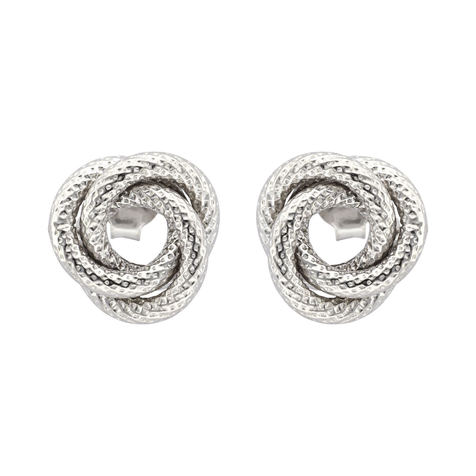 Boucles d'Oreilles Argent puce cercles entrelacés texturée