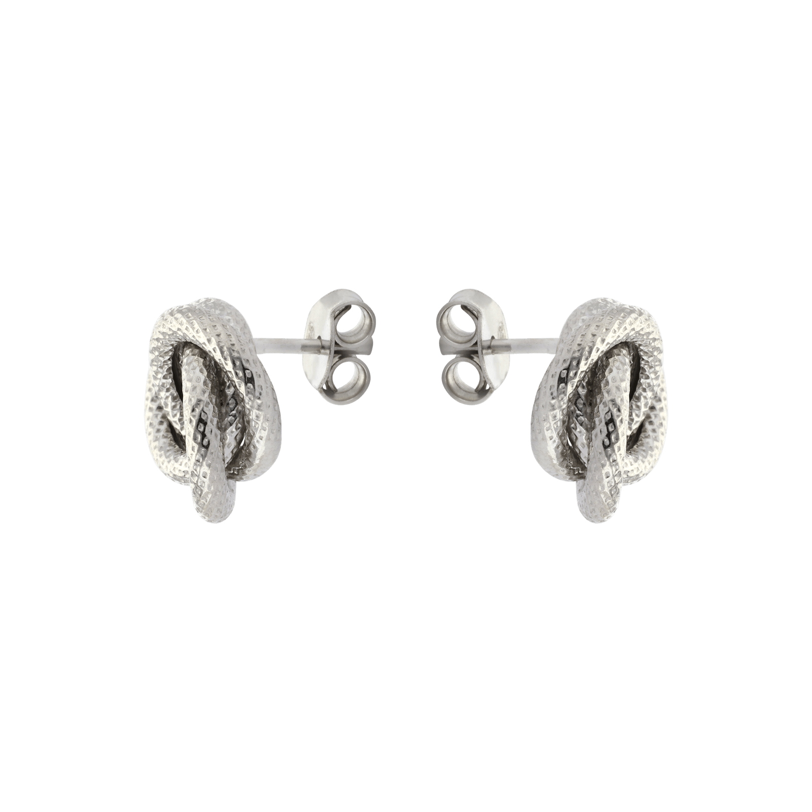 Boucles d'Oreilles Argent puce cercles entrelacés texturée