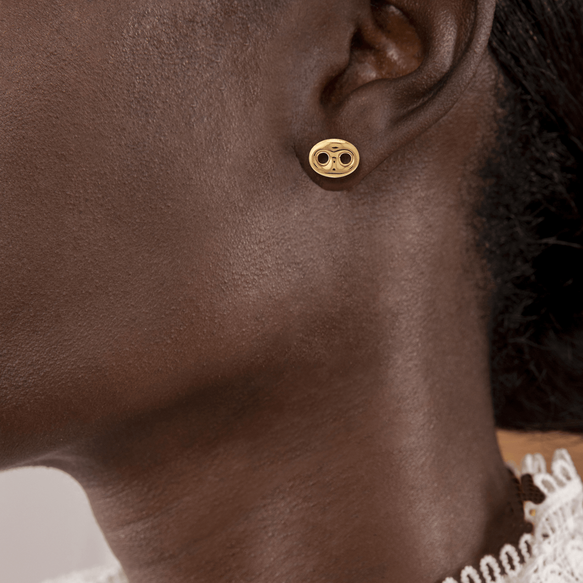 Boucles D'oreilles Or 750 Grain De Café 7.5*10mm