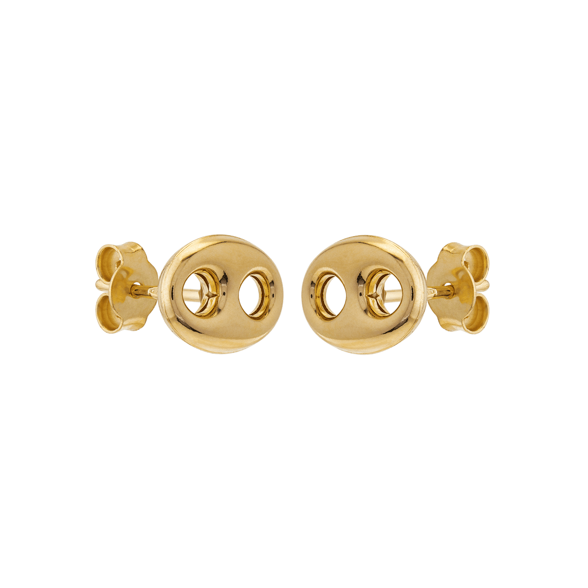 Boucles D'oreilles Or 750 Grain De Café 9.5*11.5mm Fermoir Or 375 Silicone