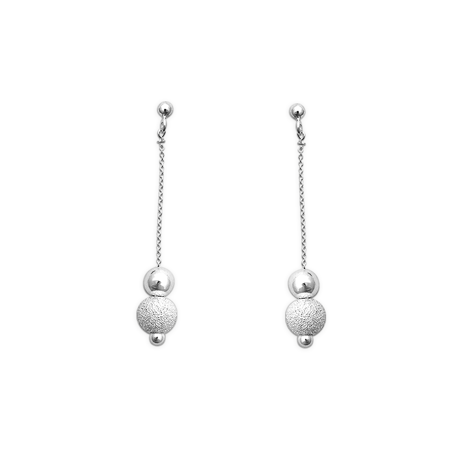 Boucles d'oreilles argent pendant 65 mm Grain d'argent