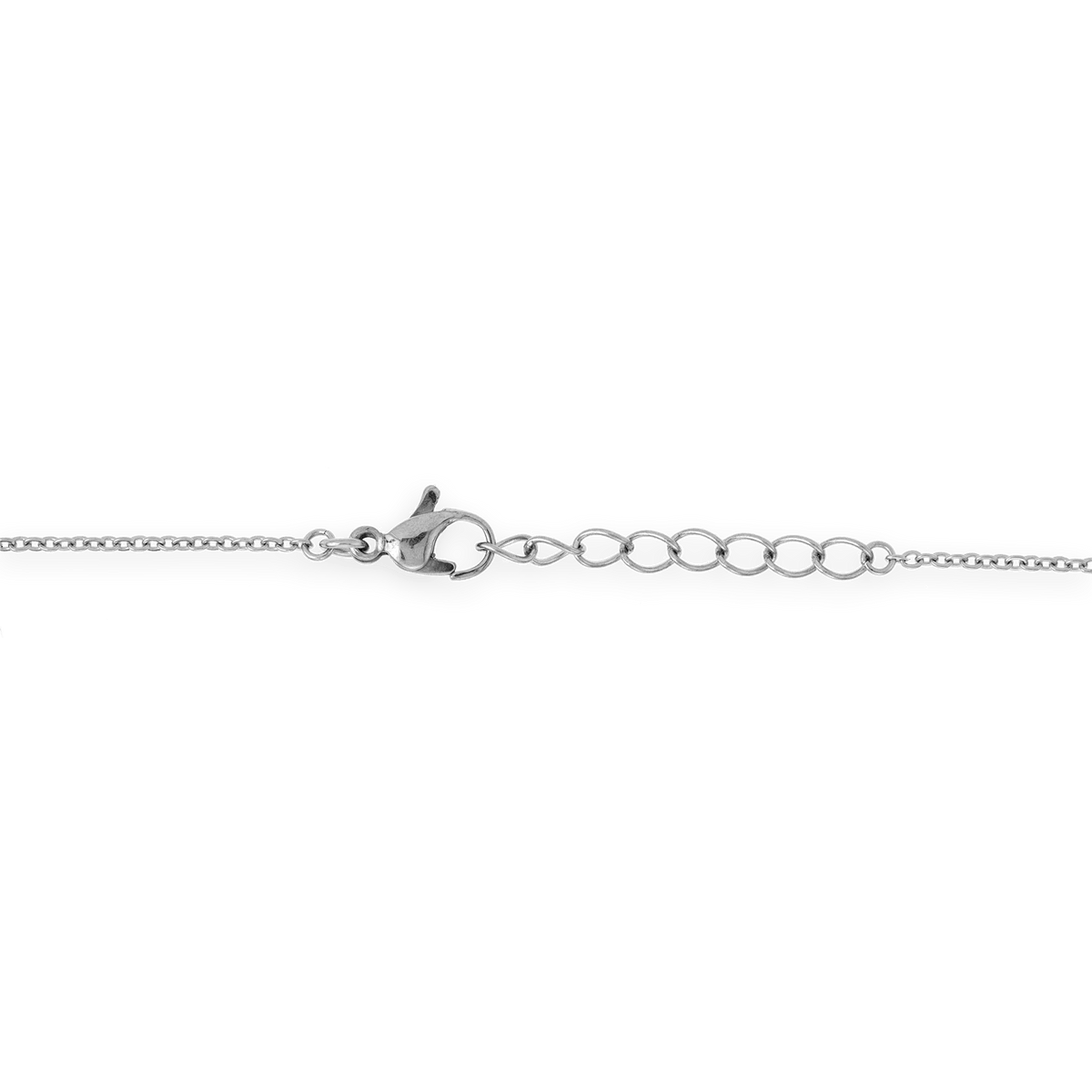 Collier Acier Motif 14.5mm Email Bleu 42 A 45cm
