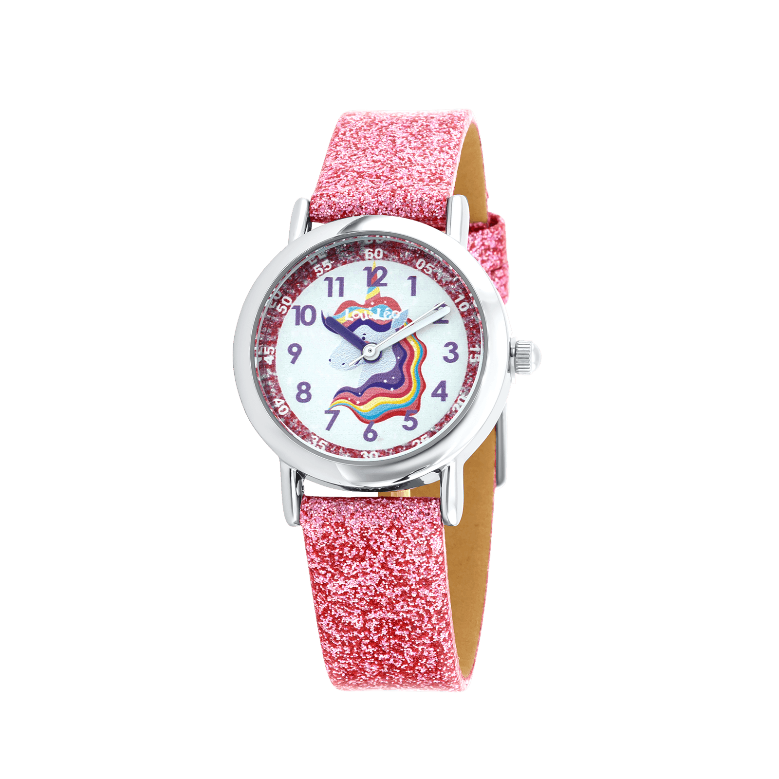 Montre Enfant Lou & Leo 28.7 millimètres Bracelet paillettes Rose Cadran blanc Licorne 3 atmosphères