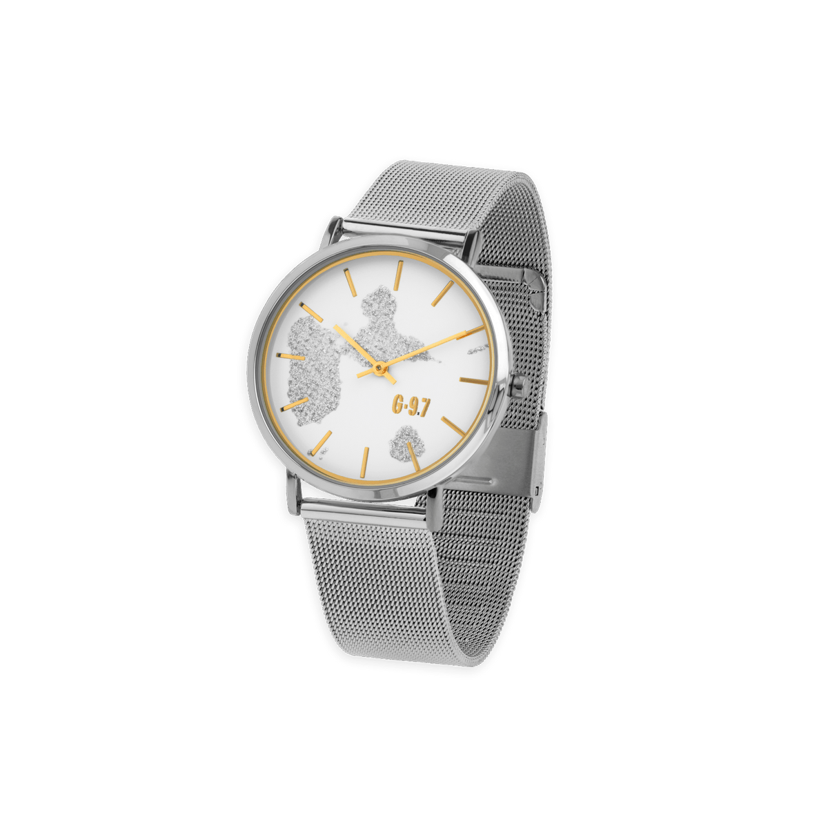 Montre Unisexe G97 36mm Cad Arg Blanc Guadeloupe Argenté Brac Mesh Argenté 17.5mm 3atm