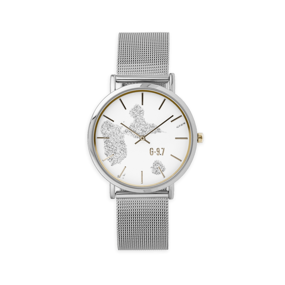 Montre Unisexe G97 36mm Cad Arg Blanc Guadeloupe Argenté Brac Mesh Argenté 17.5mm 3atm