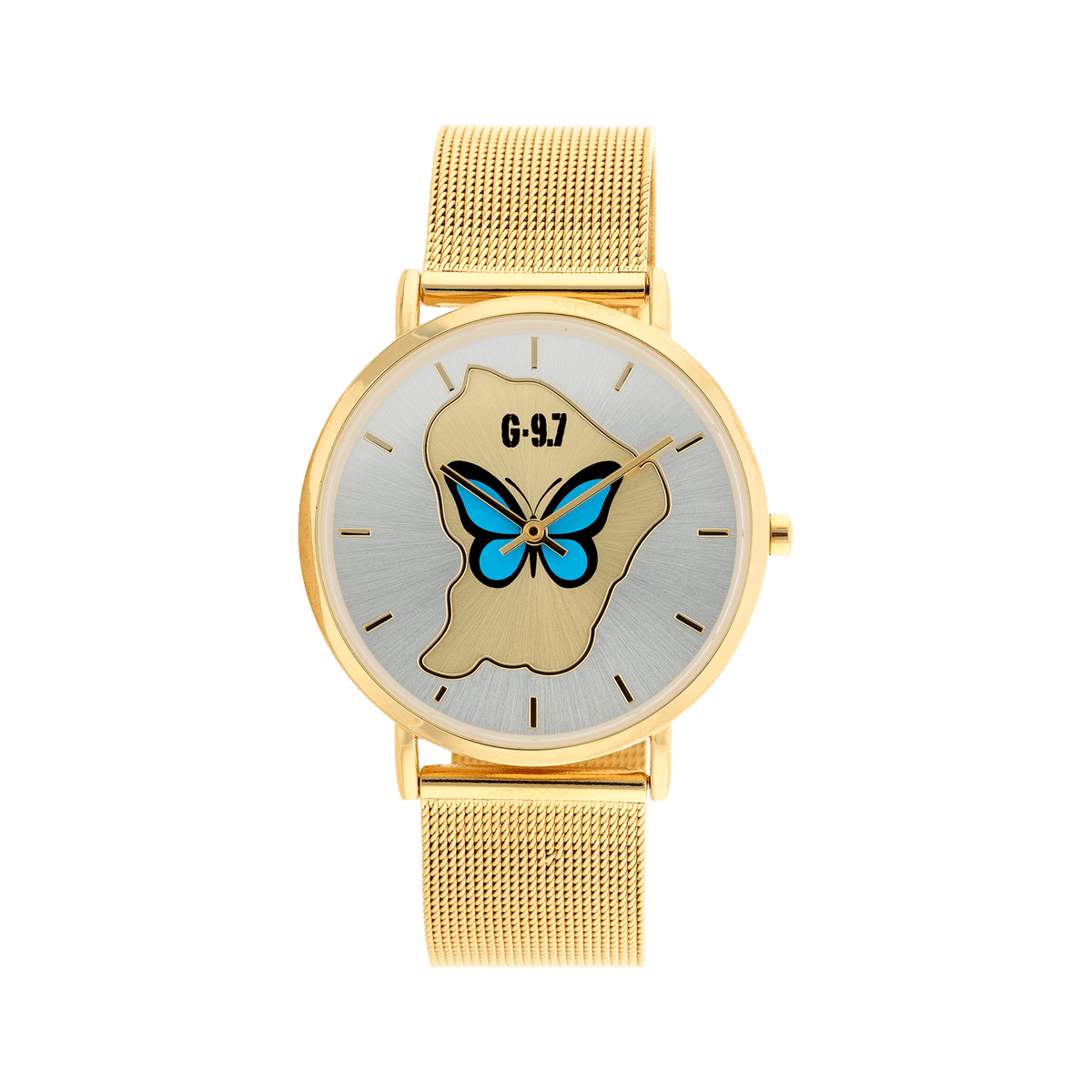 Montre Carte Guyane Papillon Bleu 36.4mm