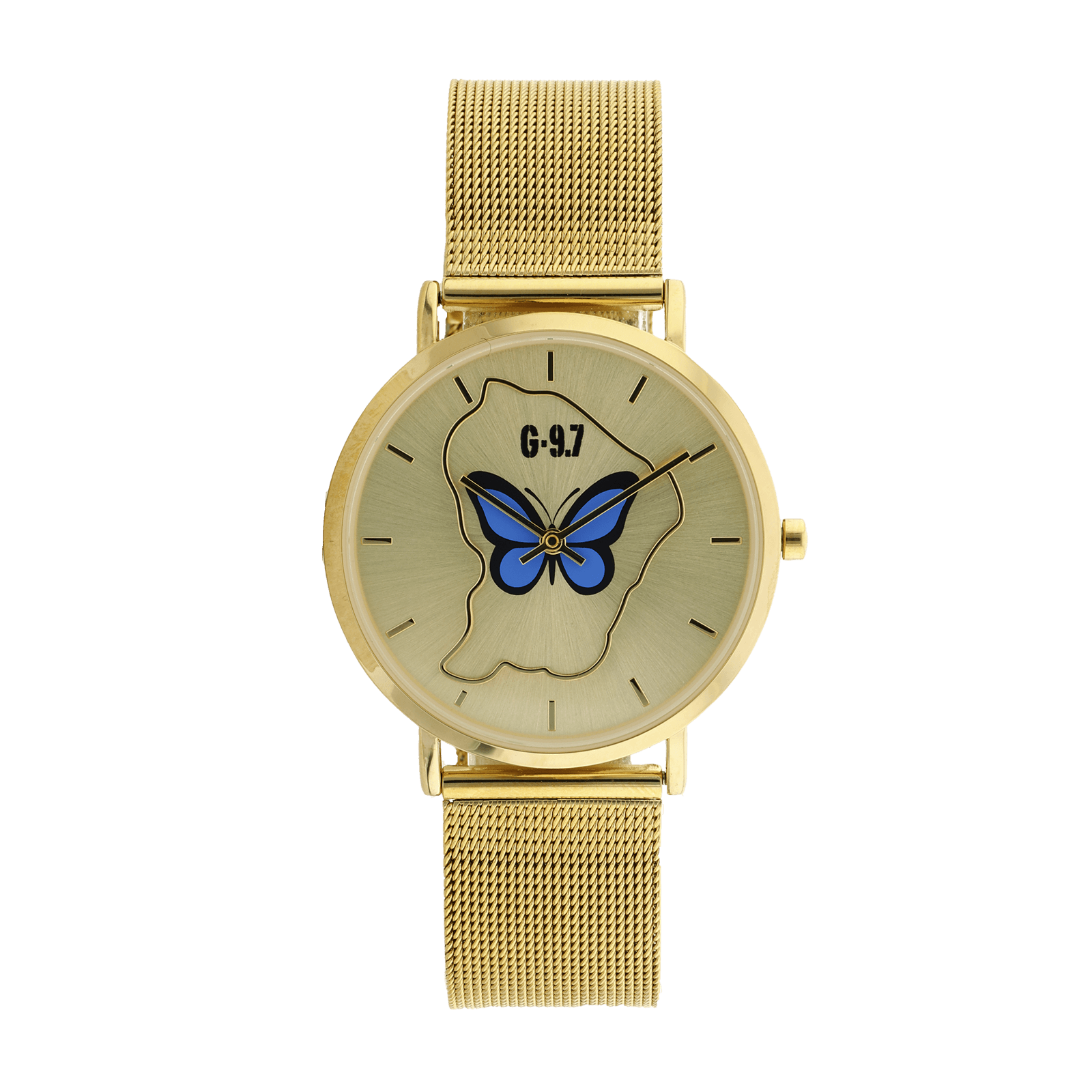 Montre G97 Guyane & Papillon - Bracelet Mesh Et Cadran Gold Sunray