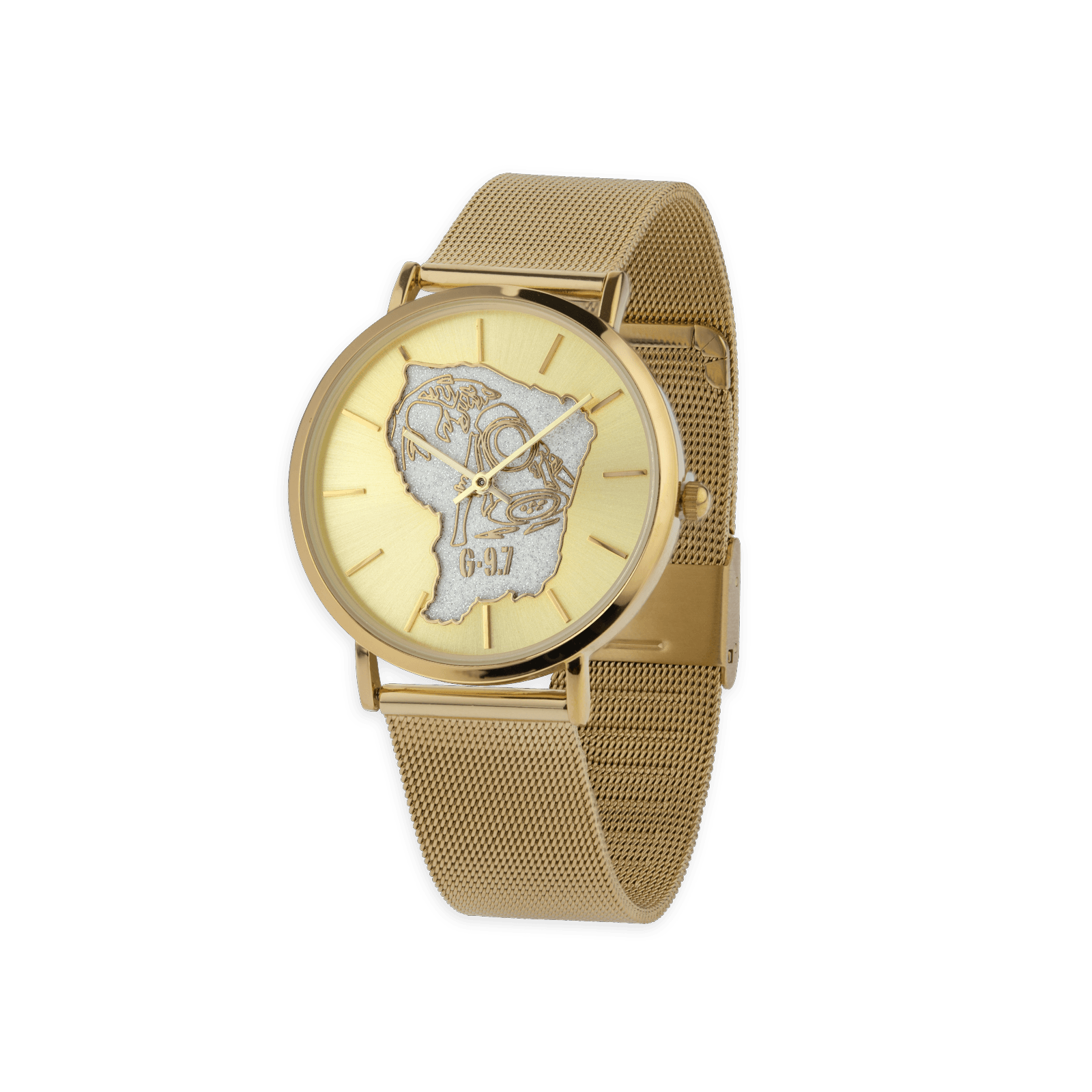 Montre Homme G97 36mm Cad Doré Guyane Arg Orpailleur Doré Brac Mesh Doré 17.5mm 3atm