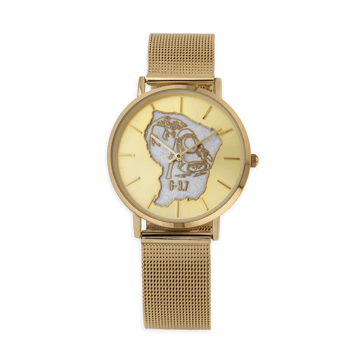 Montre Homme G97 36mm Cad Doré Guyane Arg Orpailleur Doré Brac Mesh Doré 17.5mm 3atm