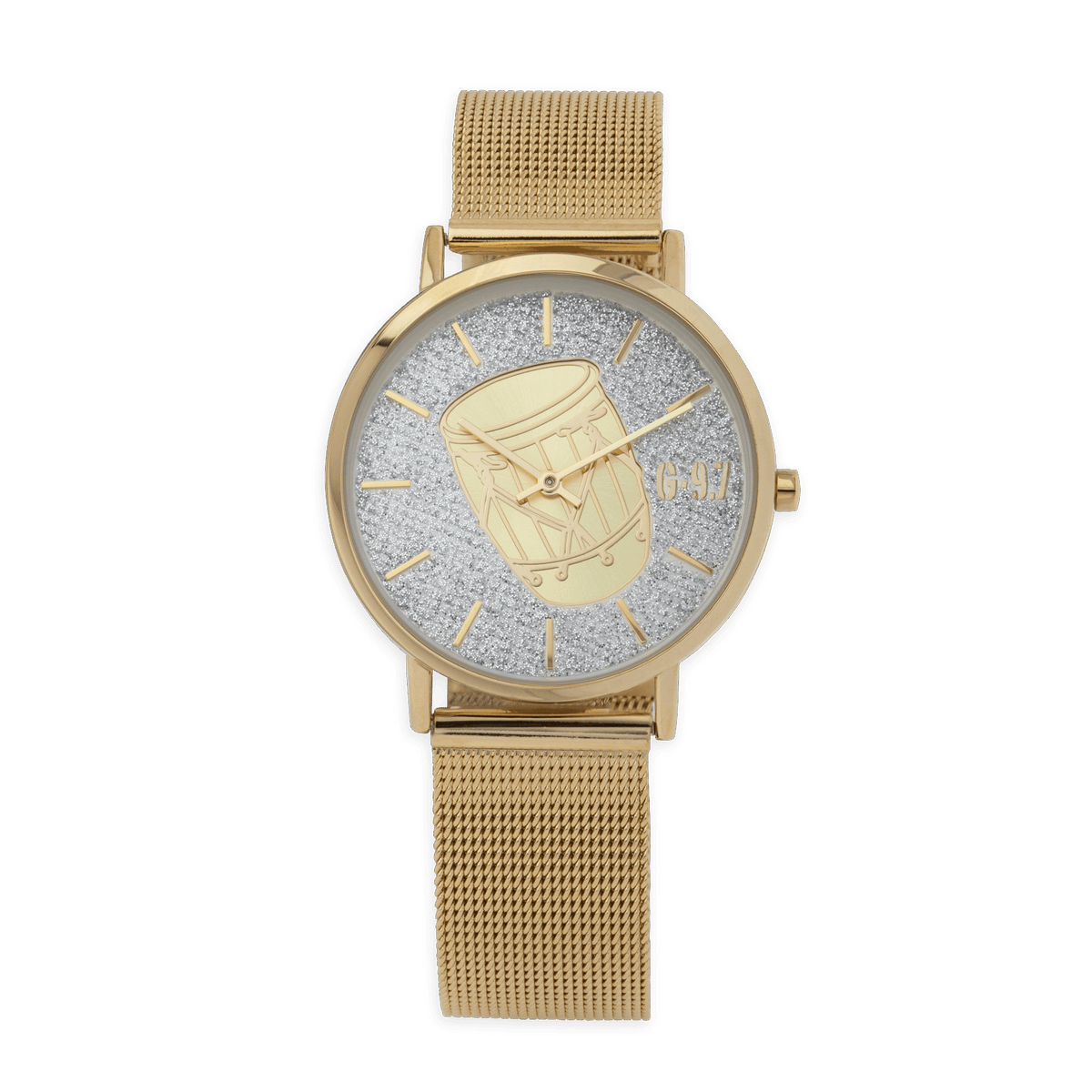 Montre Homme G97 36mm Cadran Doré Argenté Gwoka Doré Brac Mesh Doré 17.5mm 3atm