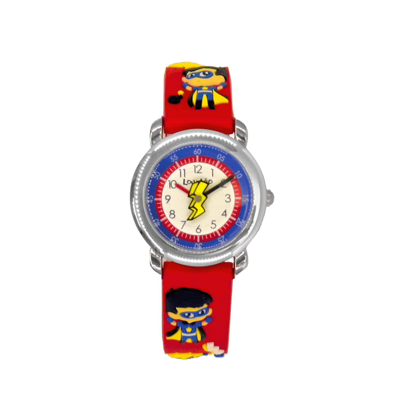 Montre Lou & Leo boîte ips bracelet plastique rouge et héros 3 atmosphères