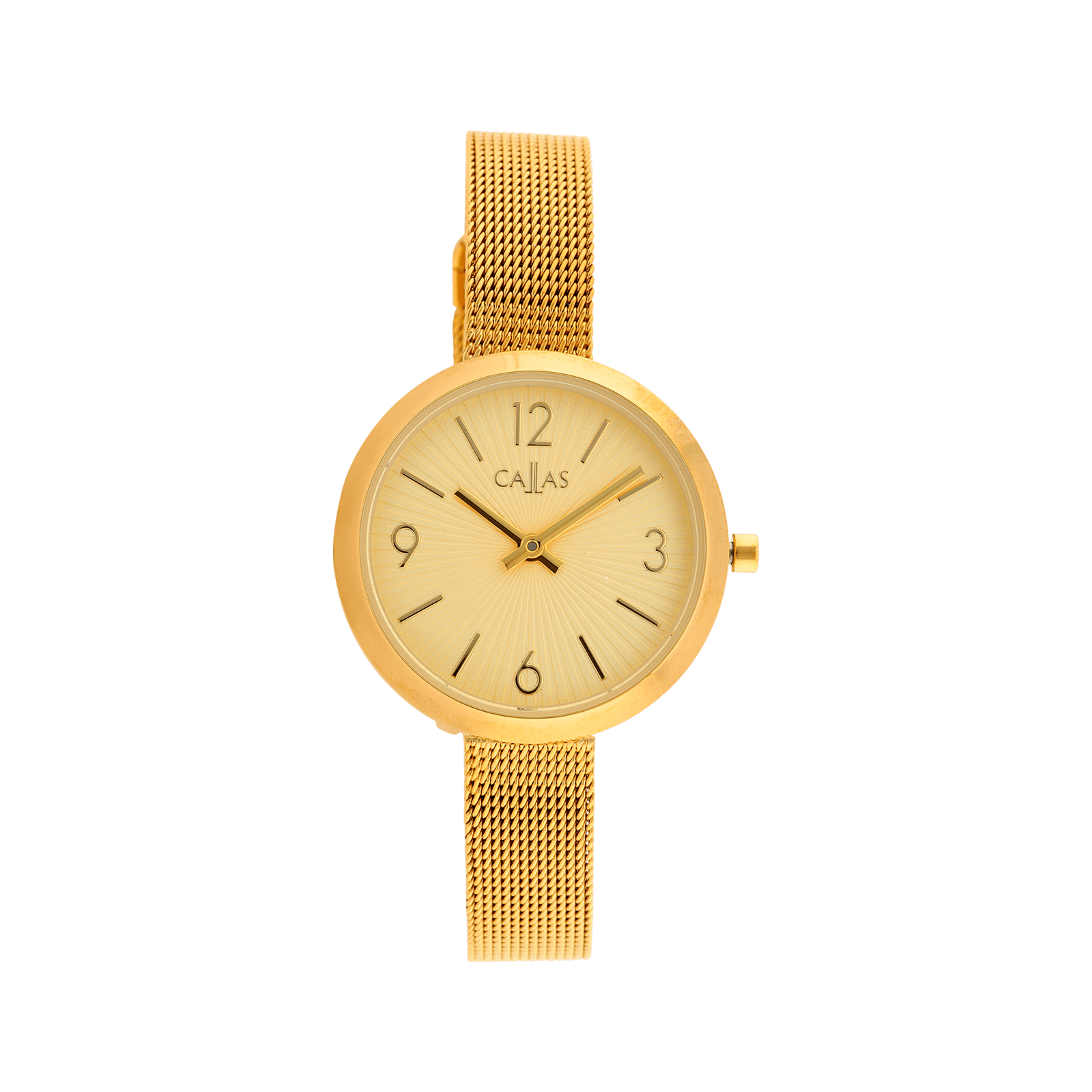 Montre Callas 29mm Bracelet maille milanaise Acier doré Cadran gold 3 atmosphères
