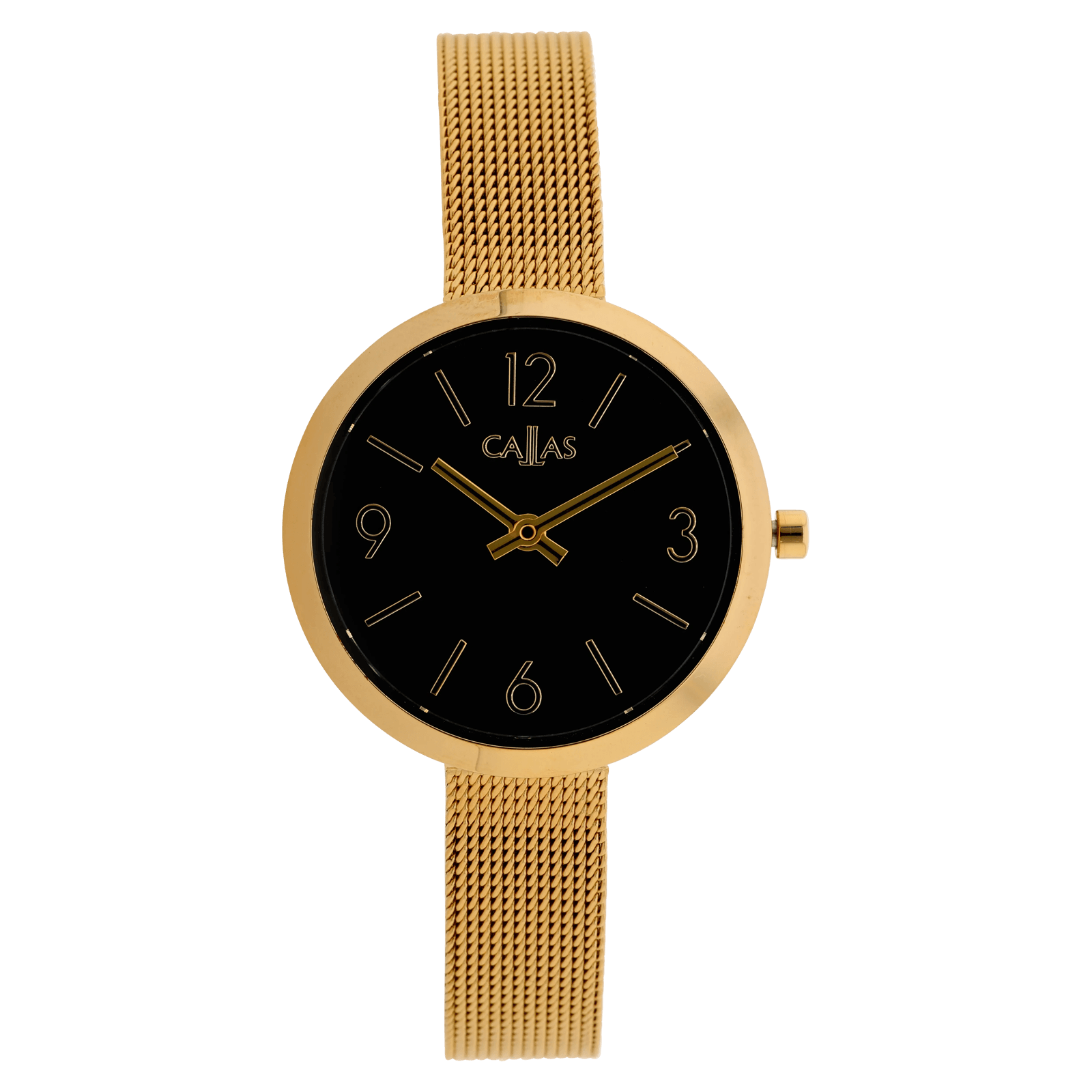 29 millimètres Bracelet maille milanaise Acier doré Cadran noir 3 atmosphères
