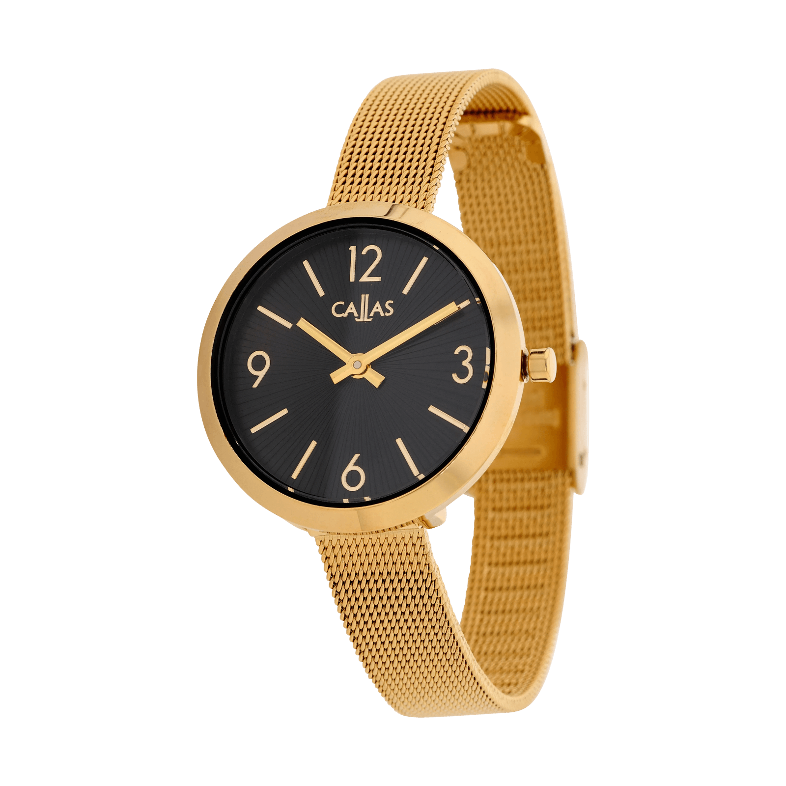 29 millimètres Bracelet maille milanaise Acier doré Cadran noir 3 atmosphères