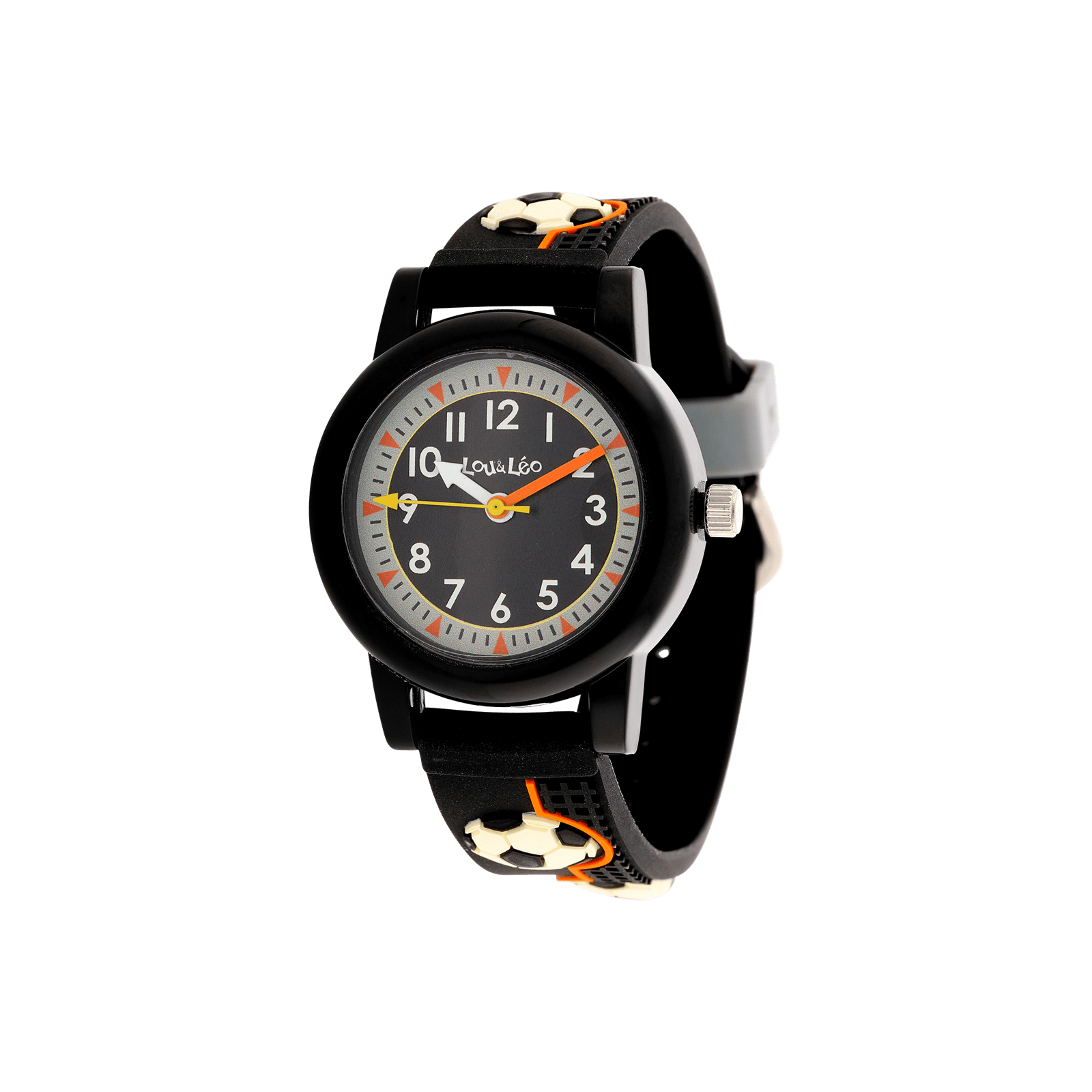 Montre Lou & Leo boite grise bracelet plastique noir et ballons 3 atmosphères