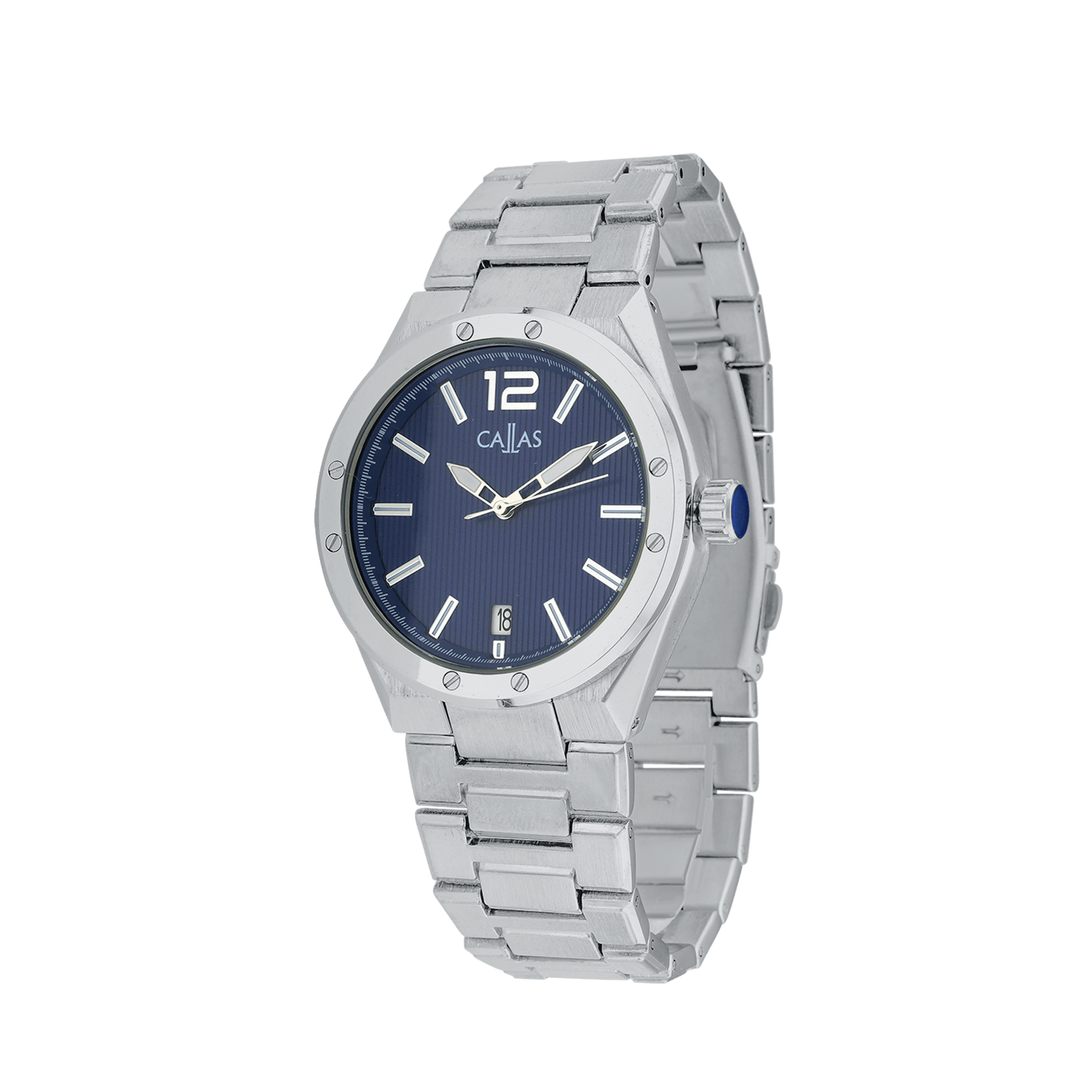 Montre Callas 41mm Bracelet métal ips cadran bleu embossé 5 atmosphères