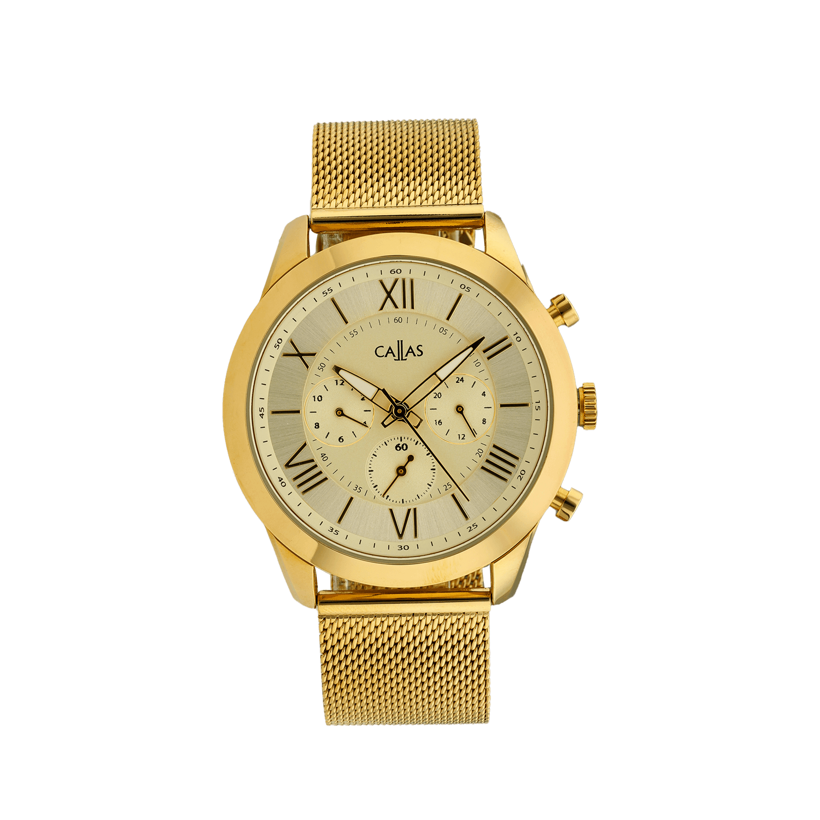 Montre Callas Bracelet maille milanaise Acier doré Cadran champagne 5 atmosphères