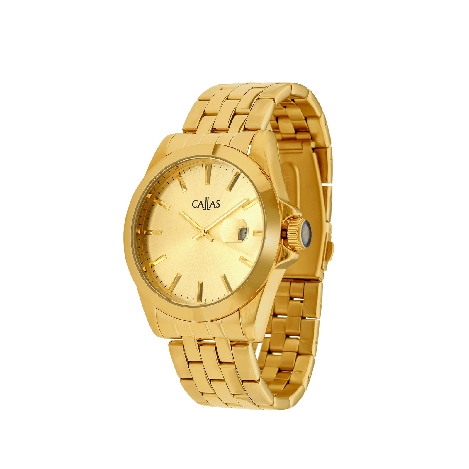 Montre Callas 42mm Bracelet métal Acier doré cadran champagne sunray 5 atmosphères