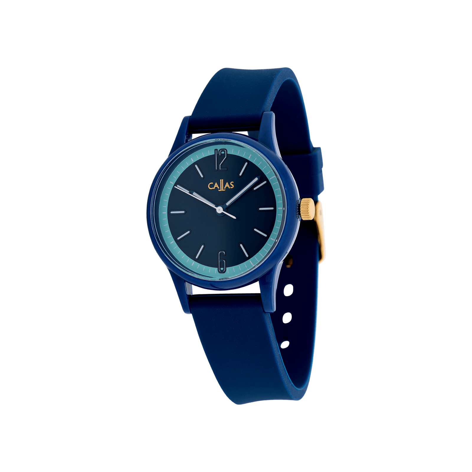 montre callas bracelet silicone bleu cadran bleu et clair