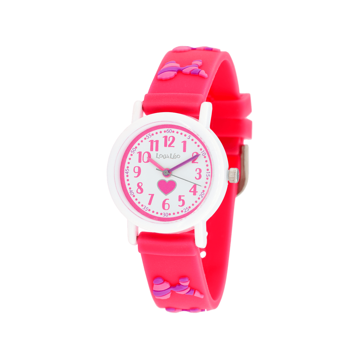 Montre Lou & Leo Enfant - Carte Guadeloupe Bracelet Fushia