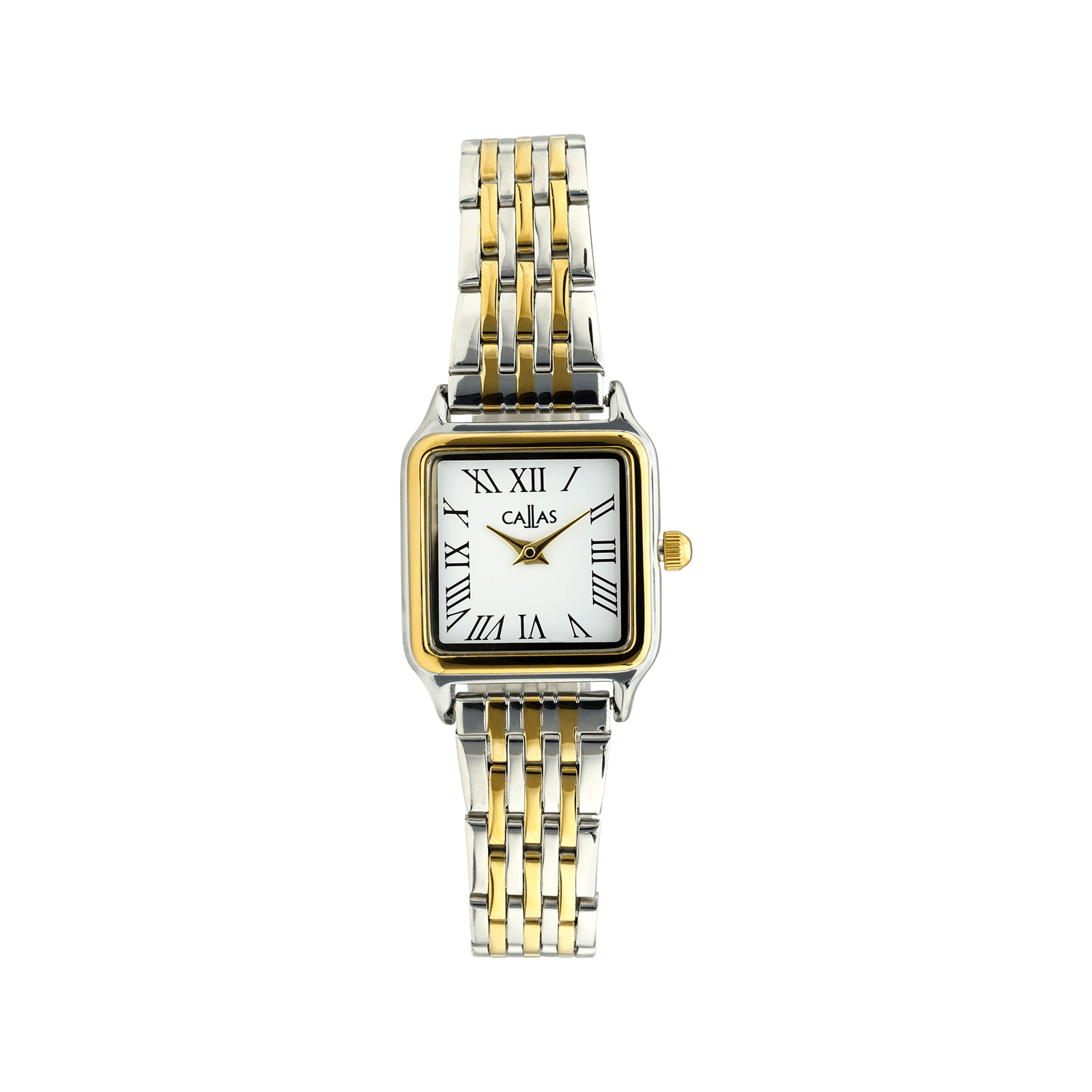 Montre Callas 23mm carré Bicolore Bracelet ips/ipg Cadran blanc 3 atm