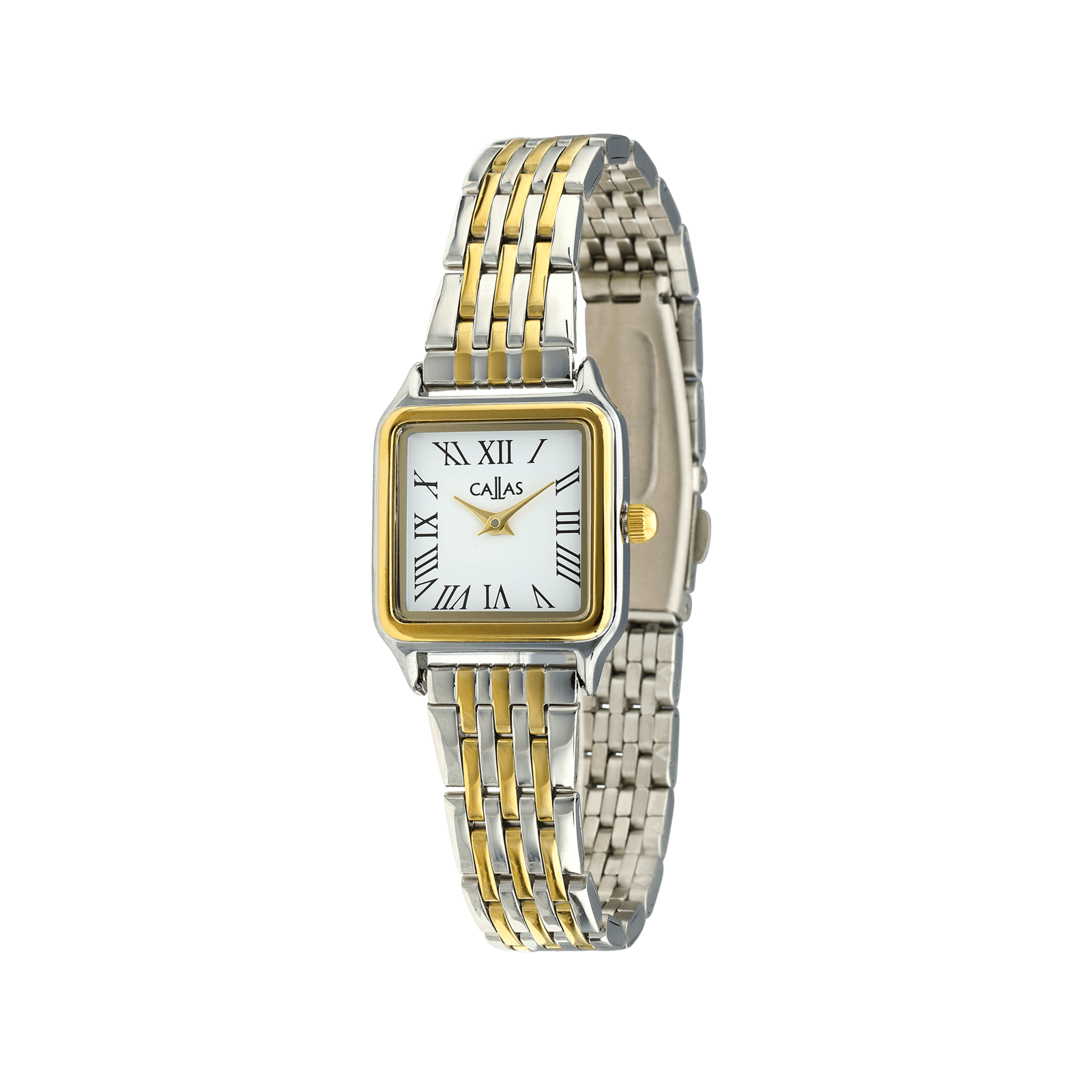 Montre Callas 23mm carré Bicolore Bracelet ips/ipg Cadran blanc 3 atm