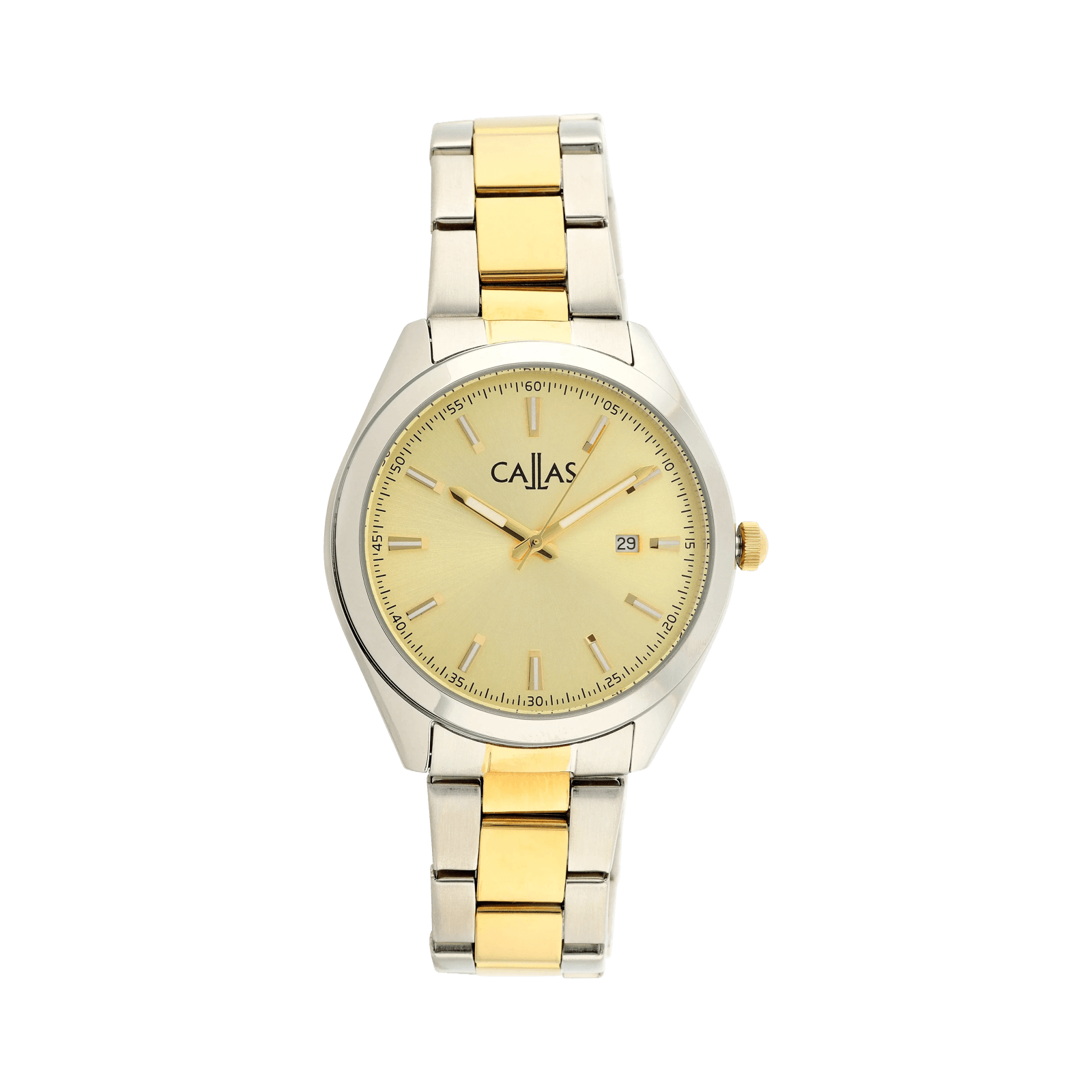 Montre Callas boîtier acier date bracelet Acier doré