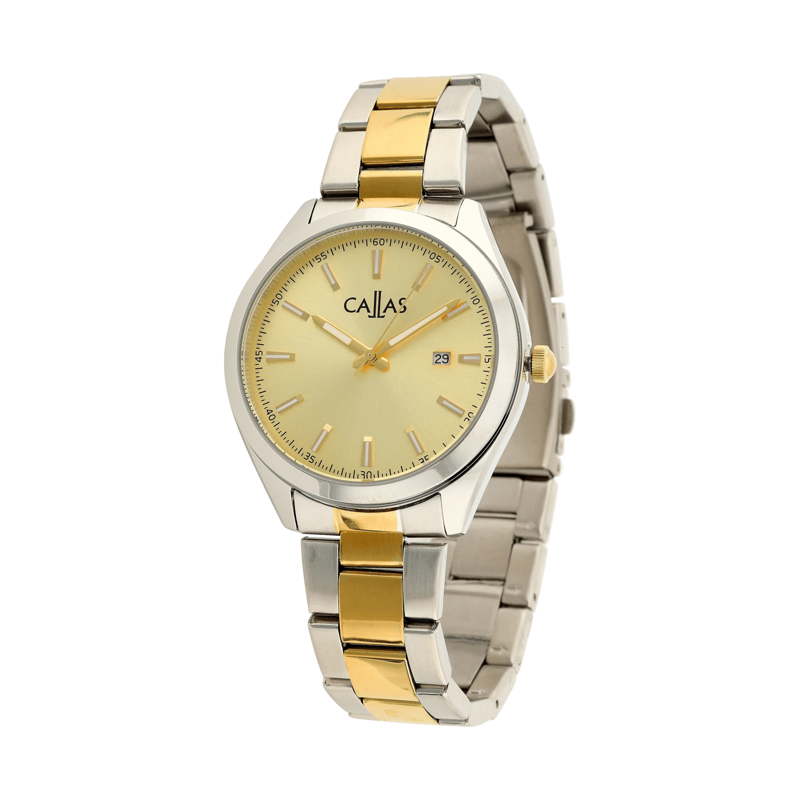 Montre Callas boîtier acier date bracelet Acier doré