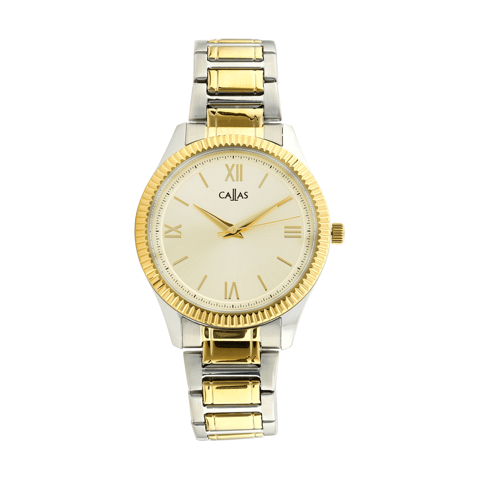 Montre Callas Acier Sunray 5 atmospheres Bracelet Acier & doré et Cadran doré