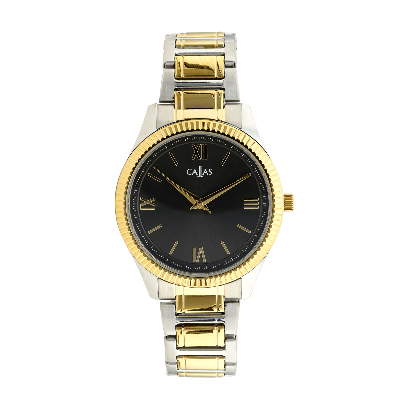 montre callas 40 mm acier bracelet métal ips doré cadran gris sunray 5 atm
