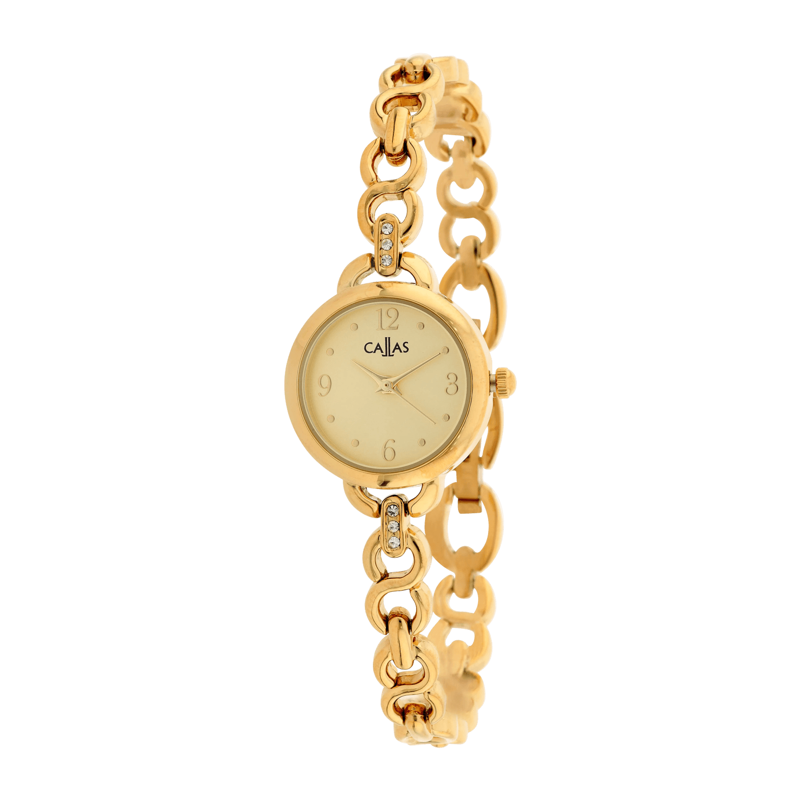 bracelet 23mm acier doré serti cadran gold sunray 3 atm