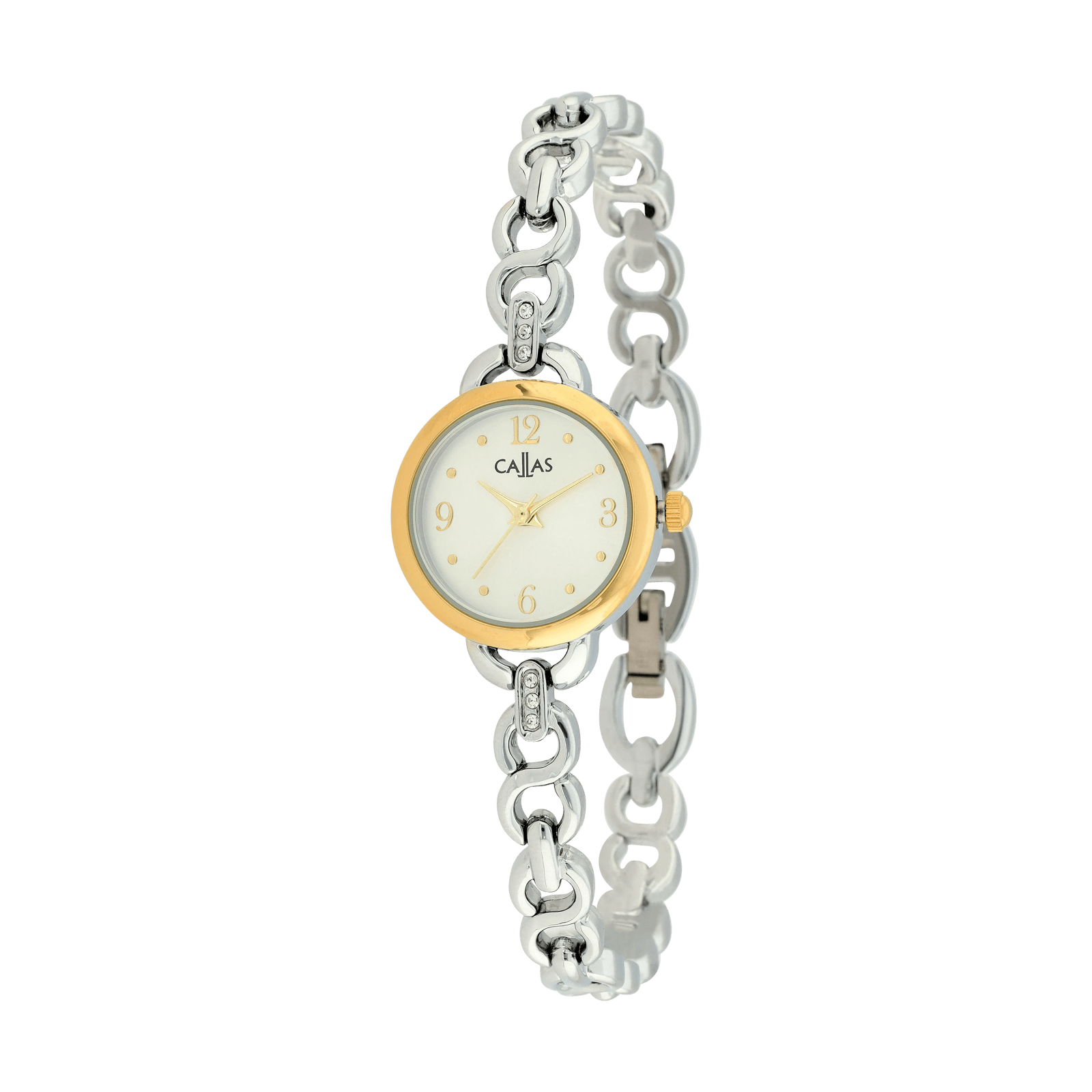montre callas bracelet plating silver serti cadran sunray acier doré