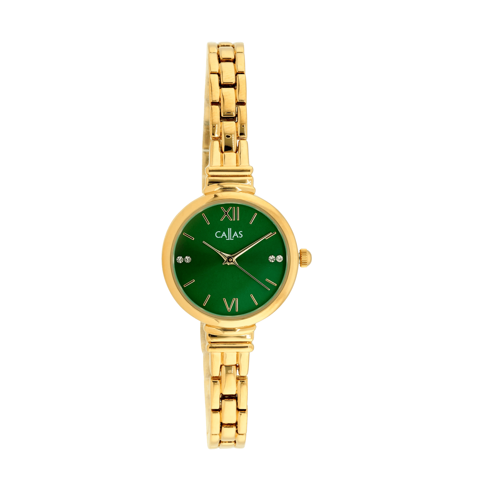 Montre Callas Bracelet Acier doré métal Cadran vert sunray
