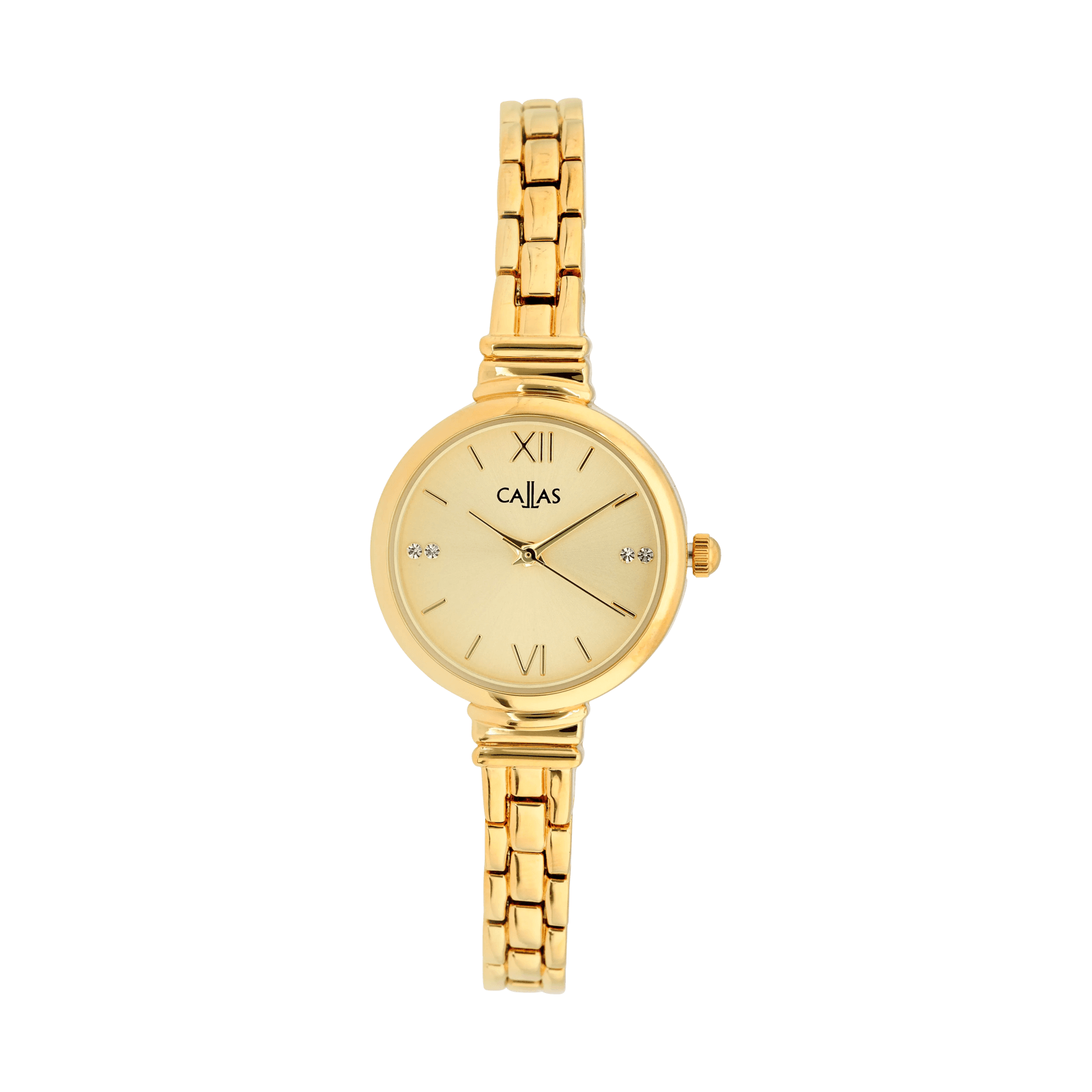 Montre Callas 25 millimètres Bracelet Acier doré métal Cadran gold sunray 3 ATM