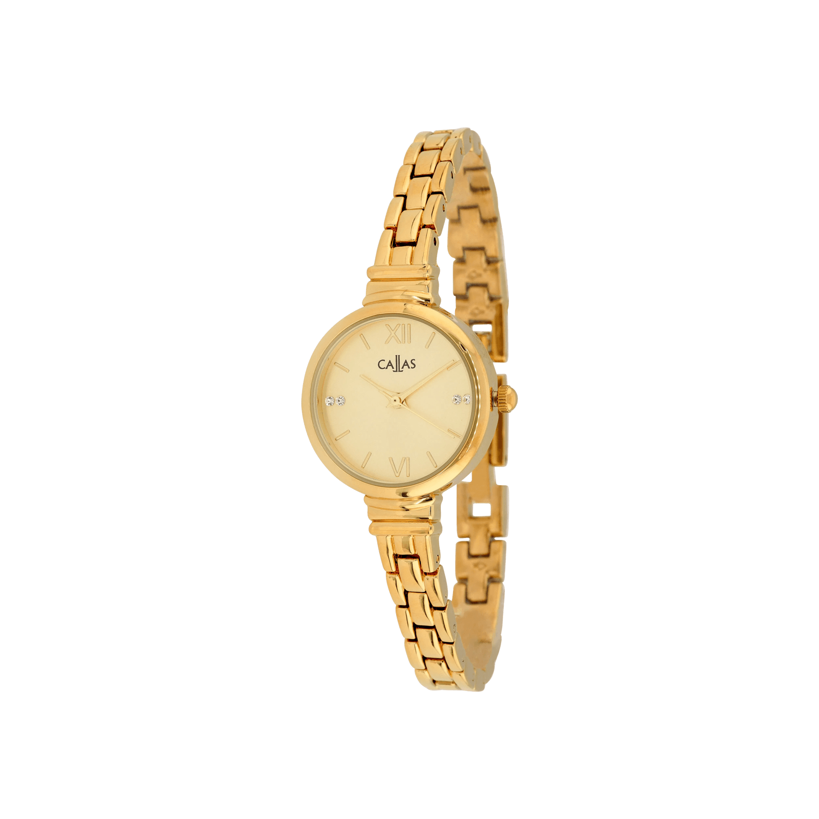 Montre Callas 25 millimètres Bracelet Acier doré métal Cadran gold sunray 3 ATM