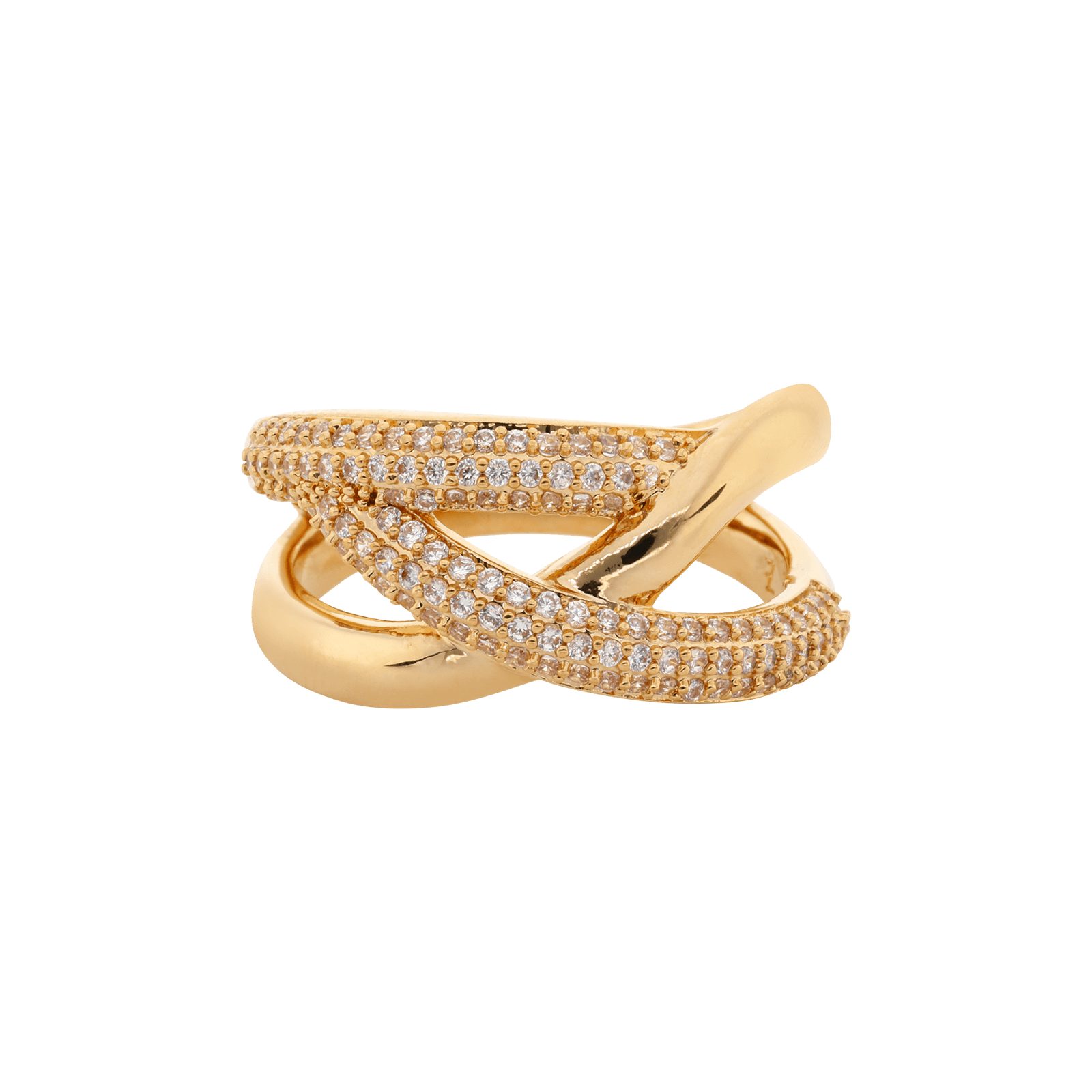 Bague plaqué or ajourée semi pavée oxydes