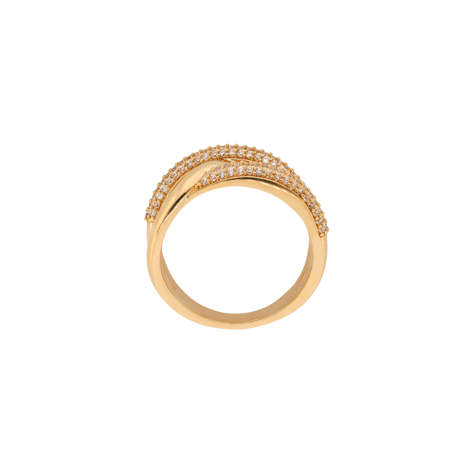 Bague plaqué or ajourée semi pavée oxydes