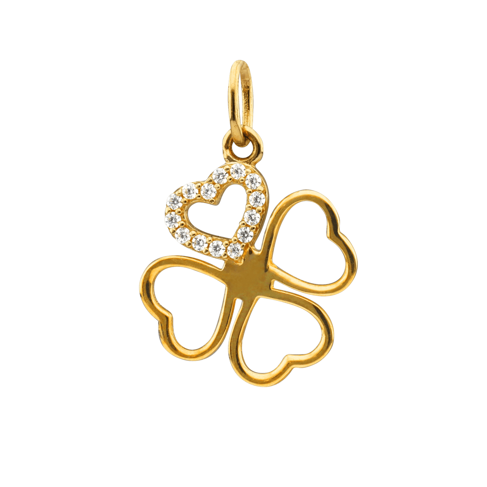 Pendentif fantaisie coeur trèfle Oxyde de Zirconium