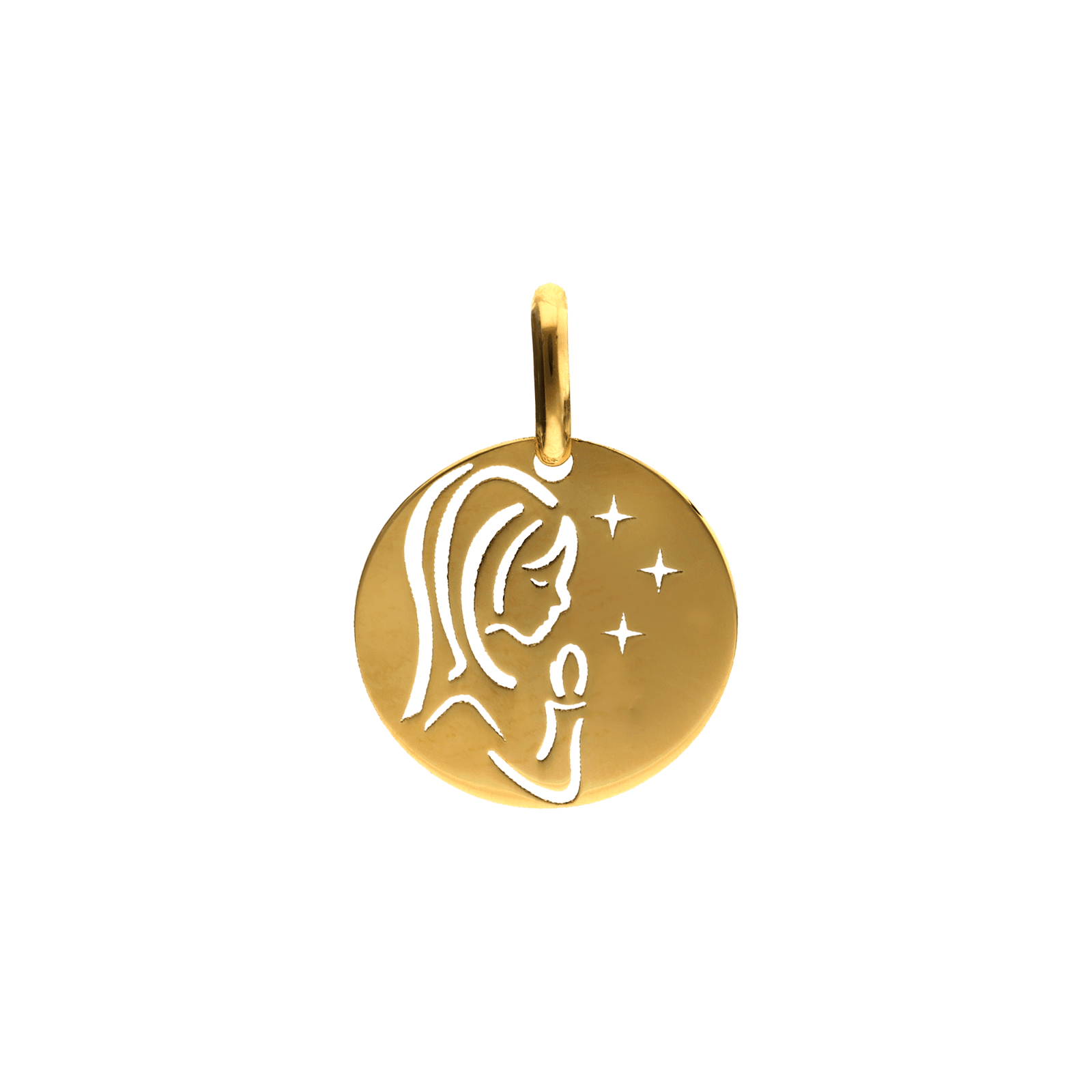 Pendentif Or Jaune Médaille fille et étoile