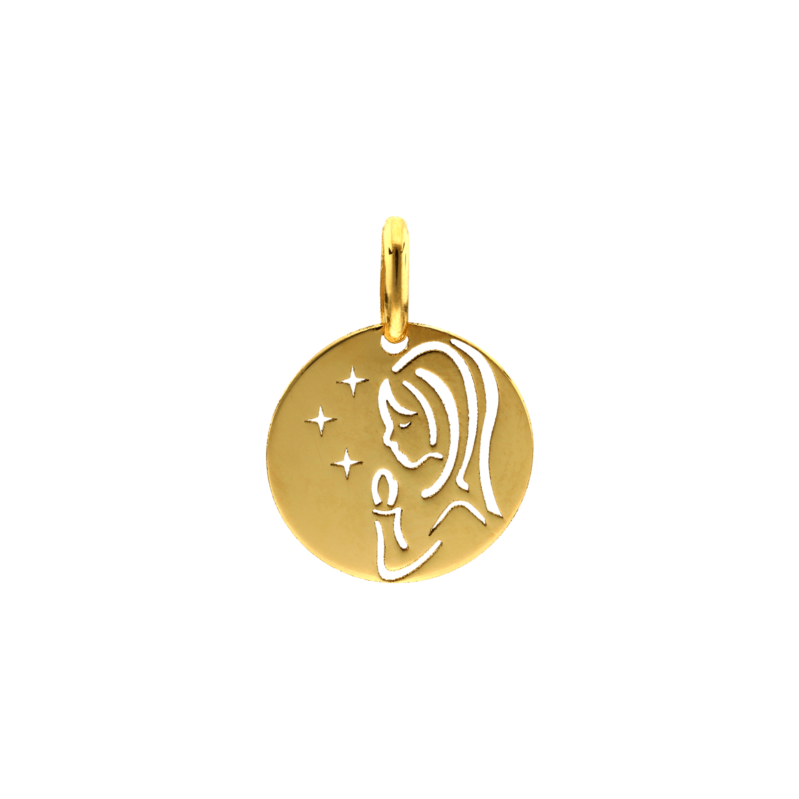 Pendentif Or Jaune Médaille fille et étoile
