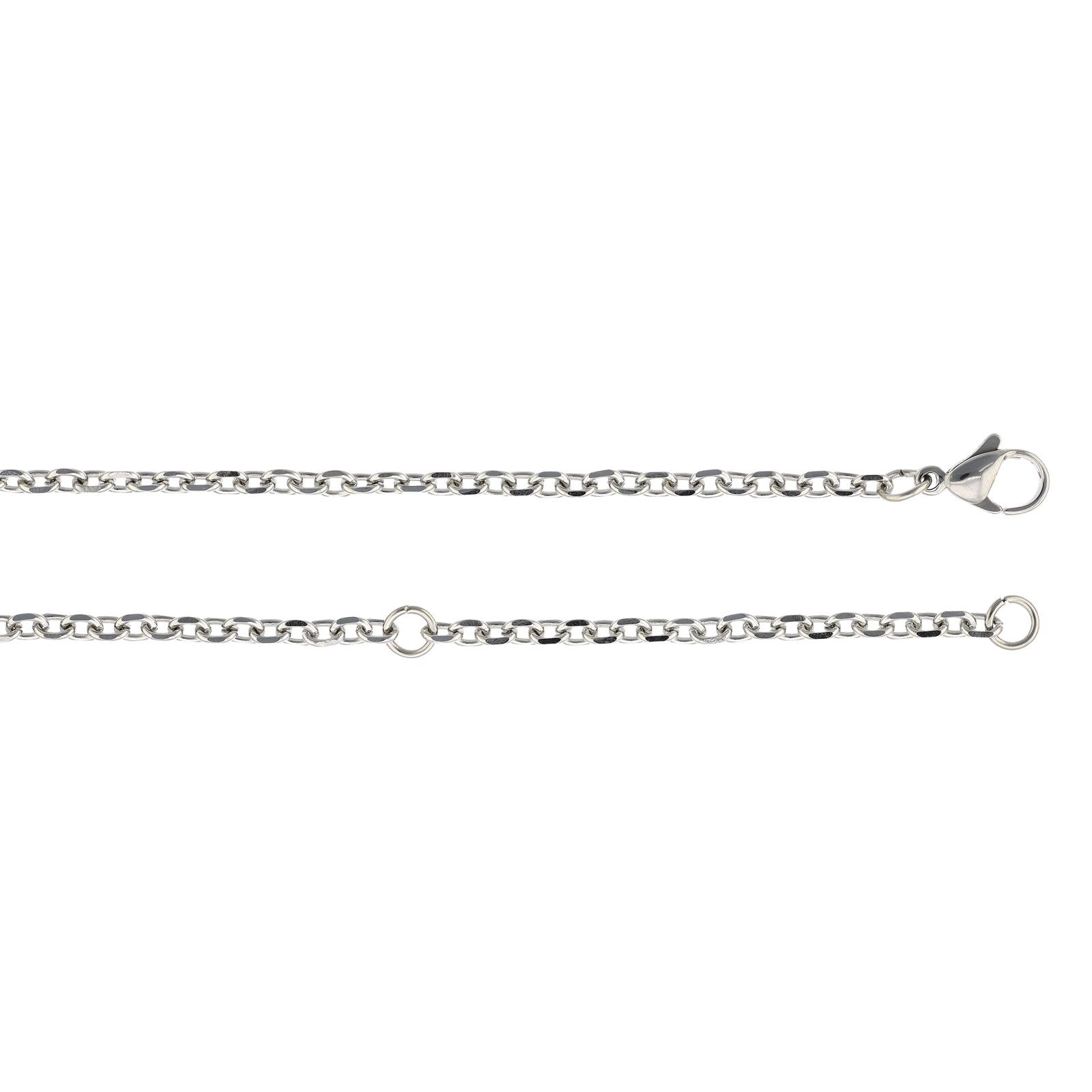 Collier Callas Acier 45 plus 5 centimètres plus ancre Bicolore