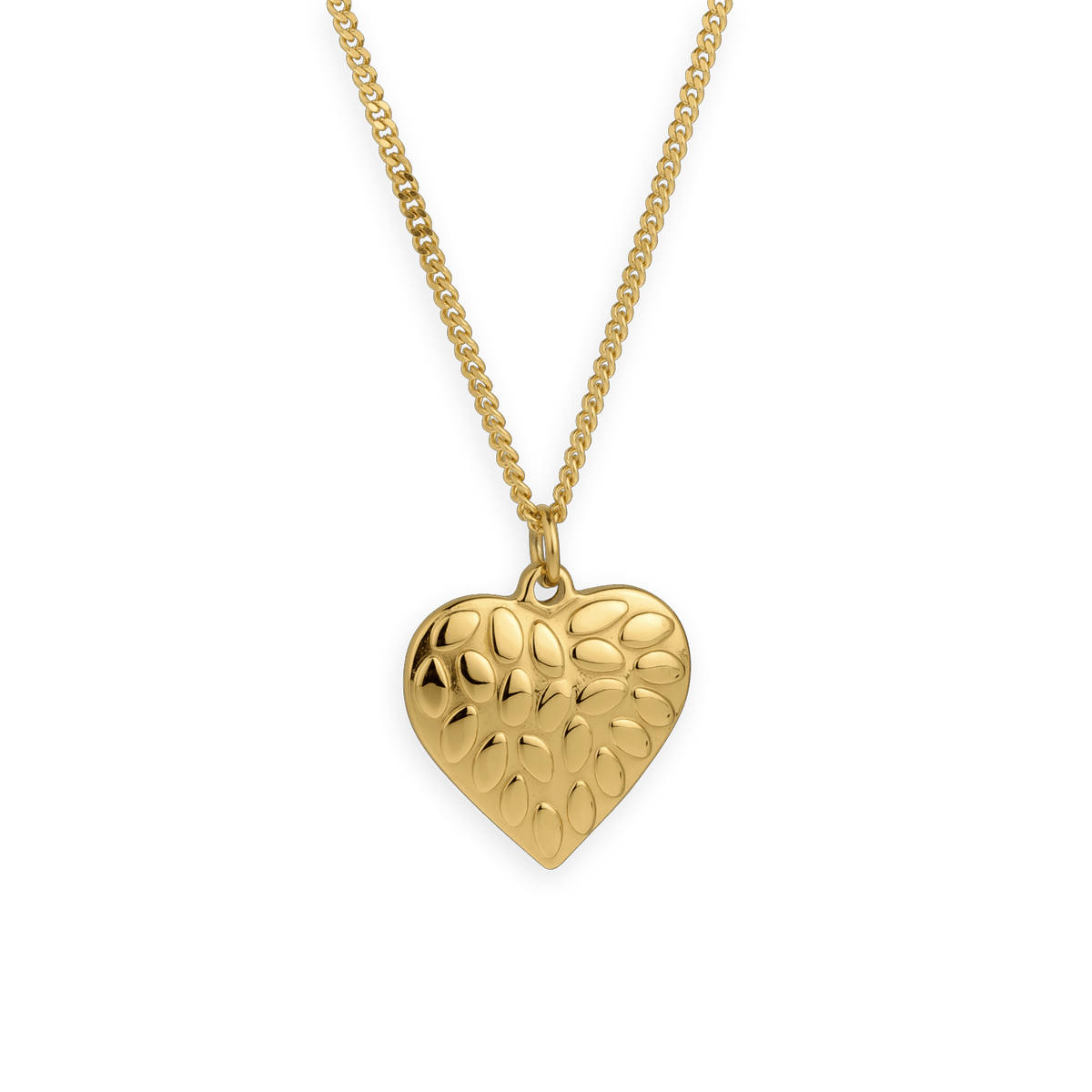 Collier Acier Jaune Cœur Motif Fantaisie 25*30mm Chaîne Gourmette 2mm 45 à 48cm